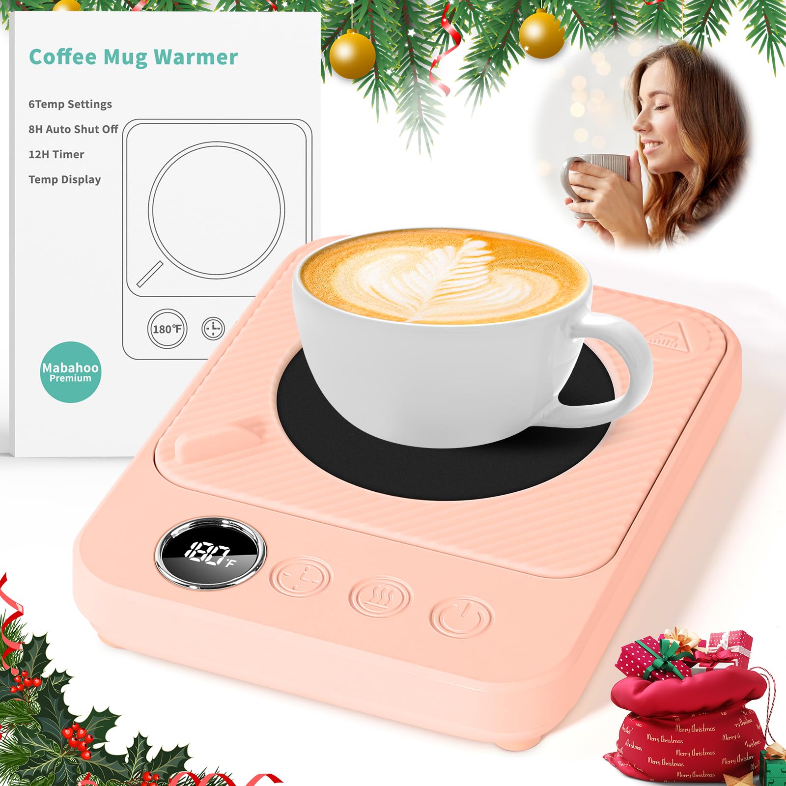 Electric Coffee Mug Warmer for Desk - Auto Shut Off Heated Cup Warmer - Perfect Office & Home Accessory - Great Gift for Women & Men (Pink) - Ideal for Office Desks, Kitchen Counters & Cozy Home Use