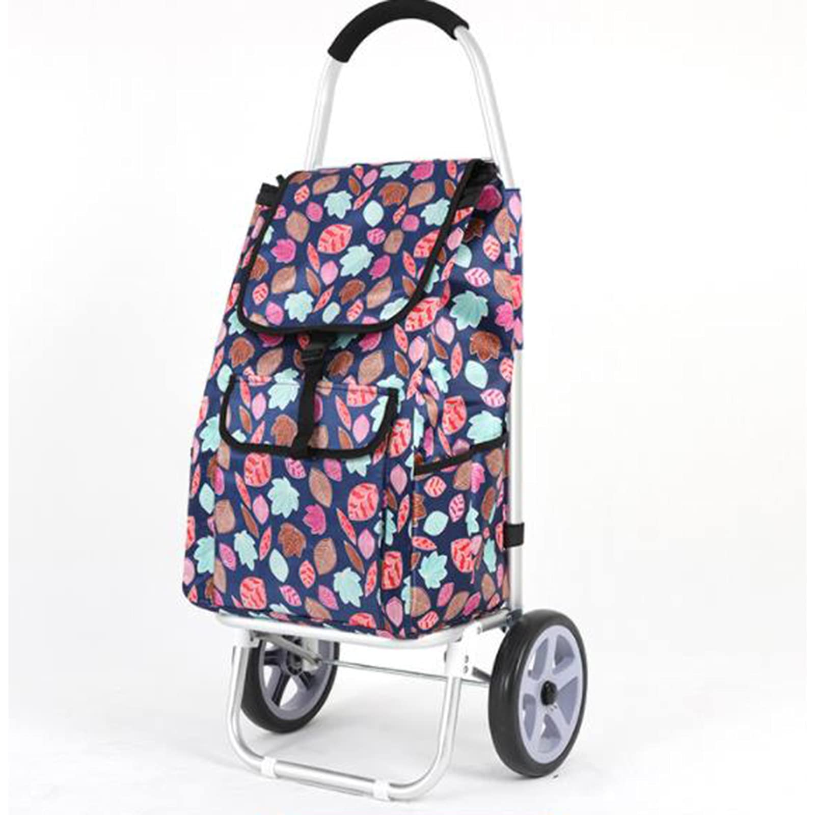 TTSLVS Noiseless Wheels Portable Shopping Trolley Cart - 53L Large Capacity Lightweight Waterproof Luggage Cart with Detachable Leaf Style Bag - Perfect for Grocery Shopping, Travel & Outdoor Activities