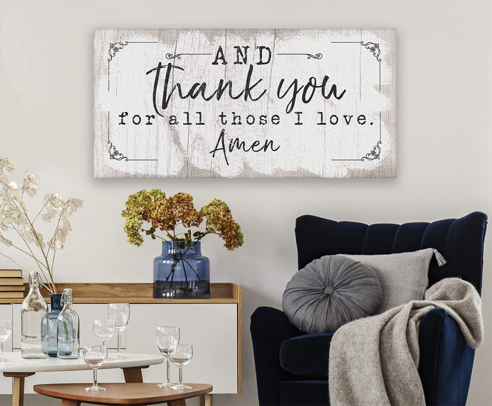 Rustic Wood Style 24x48 Stretched Canvas Wall Art - Farmhouse Family Prayer Home Decor with Bible Verse, Large Housewarming Gift for Living Room, Bedroom or Office
