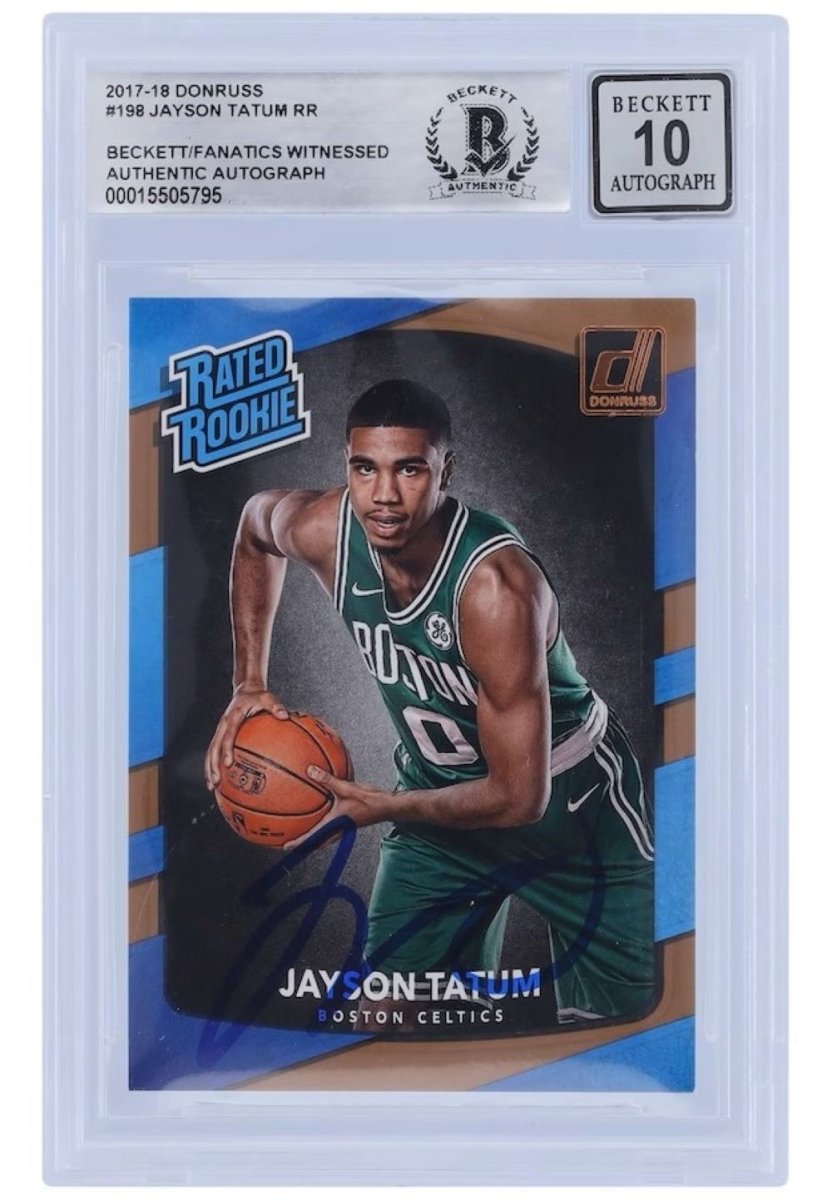 Jayson Tatum Autographed 2017-18 Panini Donruss Boston Celtics Rookie Card #198 BAS Auto 10 - NBA Collectible for Fans, Investors & Sports Memorabilia Enthusiasts