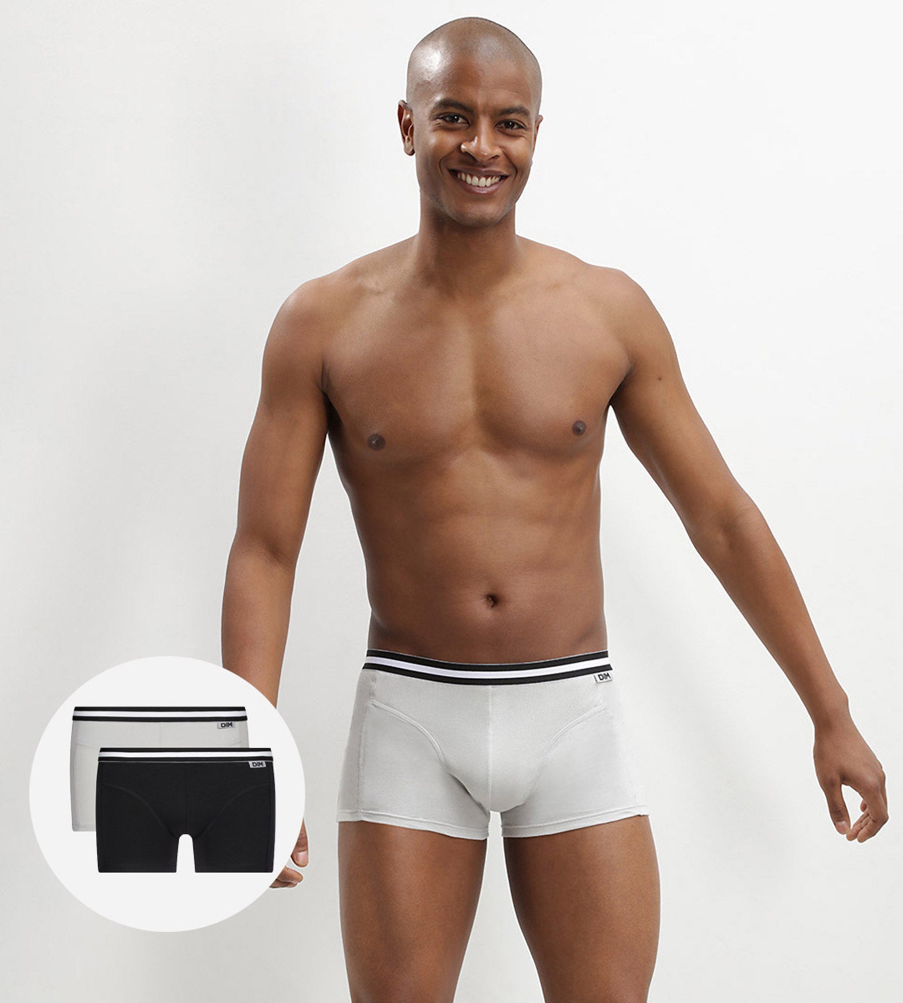2-Pack EcoDIM Stretch Cotton Boxer Briefs for Men - Black & Gray - Soft Breathable Underwear for Everyday Comfort & Active Lifestyle