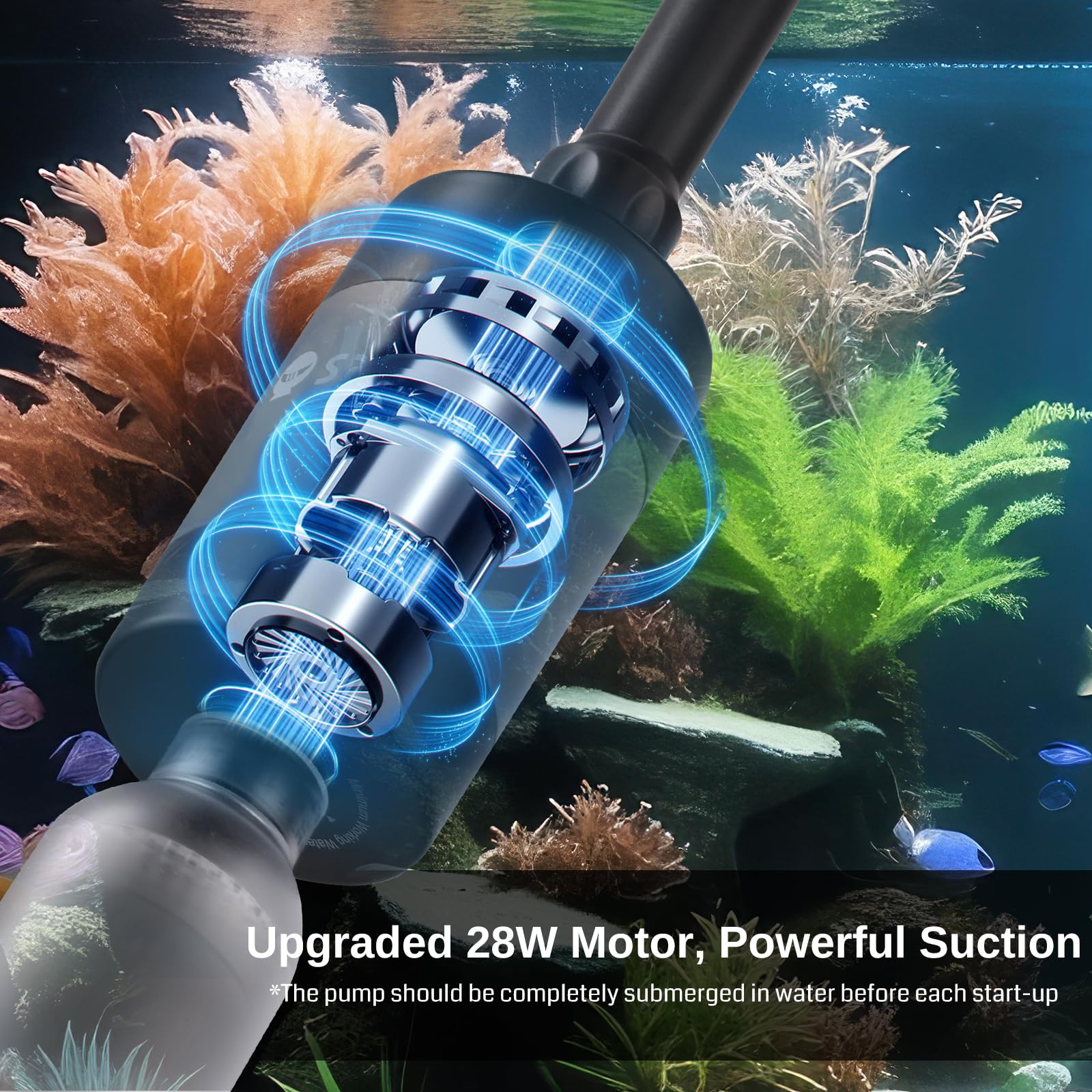 SainSmart XpertMatic 528GPH Electric Aquarium Gravel Cleaner - 28W Powerful Fish Tank Vacuum with Adjustable Water Flow for Sand Washing & Water Changing - Ideal for Freshwater & Saltwater Tanks up to 100 Gallons