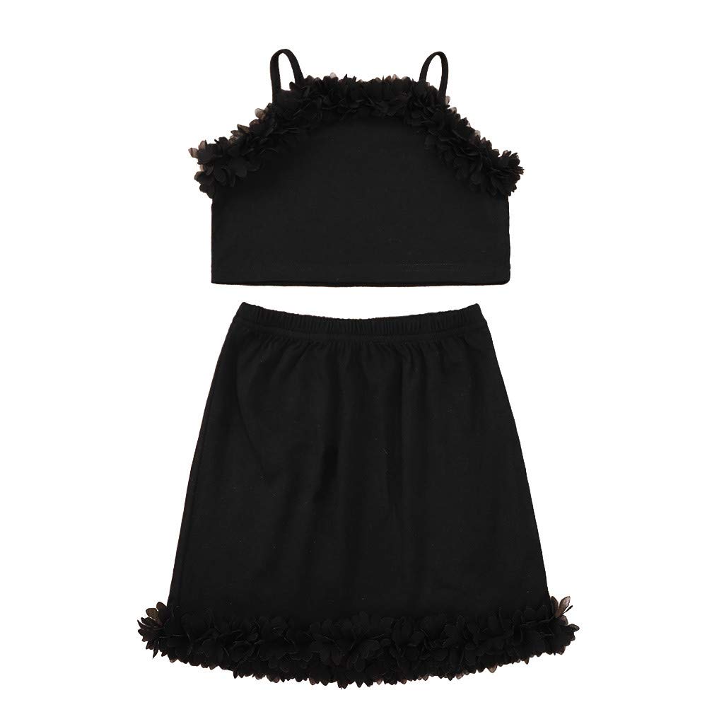 FORESTIME Toddler Girls Black Sleeveless Top & Short Skirt Outfit - Summer Baby Playwear for Outdoor Activities & Casual Wear