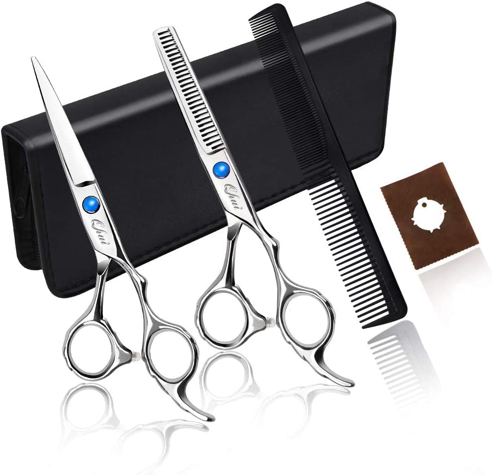 Professional Hair Cutting Scissors Set - Sharp Salon & Barber Shears with Thinning Scissors for Stylists & Home Use | Perfect for Haircuts, Trimming, Layering & Texturizing