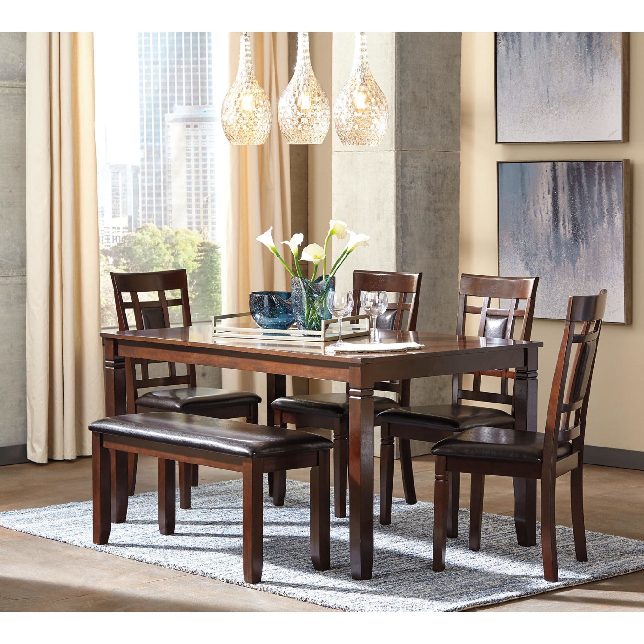 Premium Bennox 5-Piece Dining Set - Modern Wooden Table & 4 Chairs for Kitchen, Dining Room, Breakfast Nook | Perfect for Family Meals & Entertaining Guests