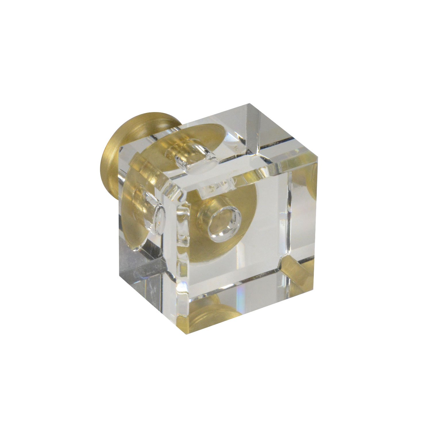 CKP #G-80 Elegant Clear Glass Cabinet Knobs with Satin Brass Base - 25mm (1 Inch) - 10 Pack - Perfect for Kitchen Cabinets, Dressers & Furniture Hardware Upgrade