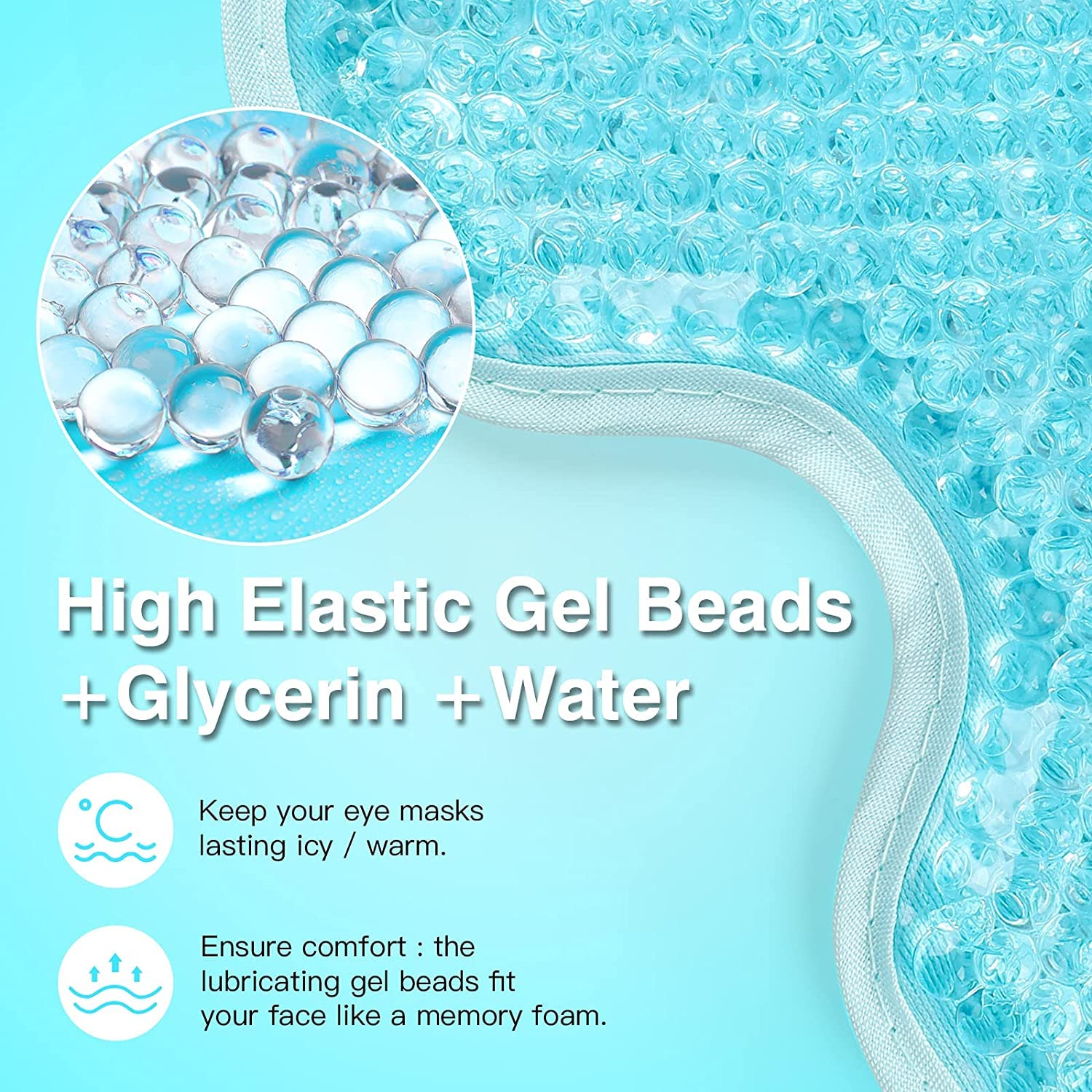 Deoxys Cooling Gel Ice Mask - Reusable Hot & Cold Therapy for Headache, Migraine & Puffiness Relief | Dark Circle & Eye Bag Treatment | Soothing Dry Eyes | Perfect for Stress Relief, Post-Workout Recovery & Beauty Sleep