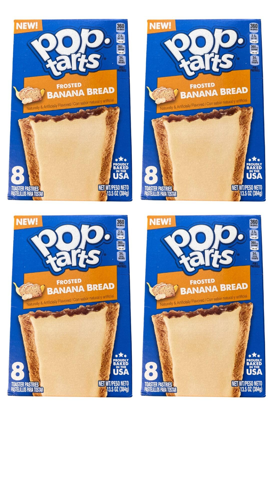 Pop Tarts Frosted Banana Bread Toaster Pastries - 13.5 oz (Pack of 4) | Breakfast Snacks for Kids & Adults | Quick & Easy Morning Meal or On-the-Go Snack