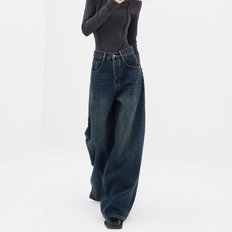 YELLOOP Y2K Women's Baggy Jeans - High Waisted Wide Leg Denim Pants for 2024 Fall Fashion | Trendy Retro Streetwear for Casual Outfits, Parties & Everyday Wear