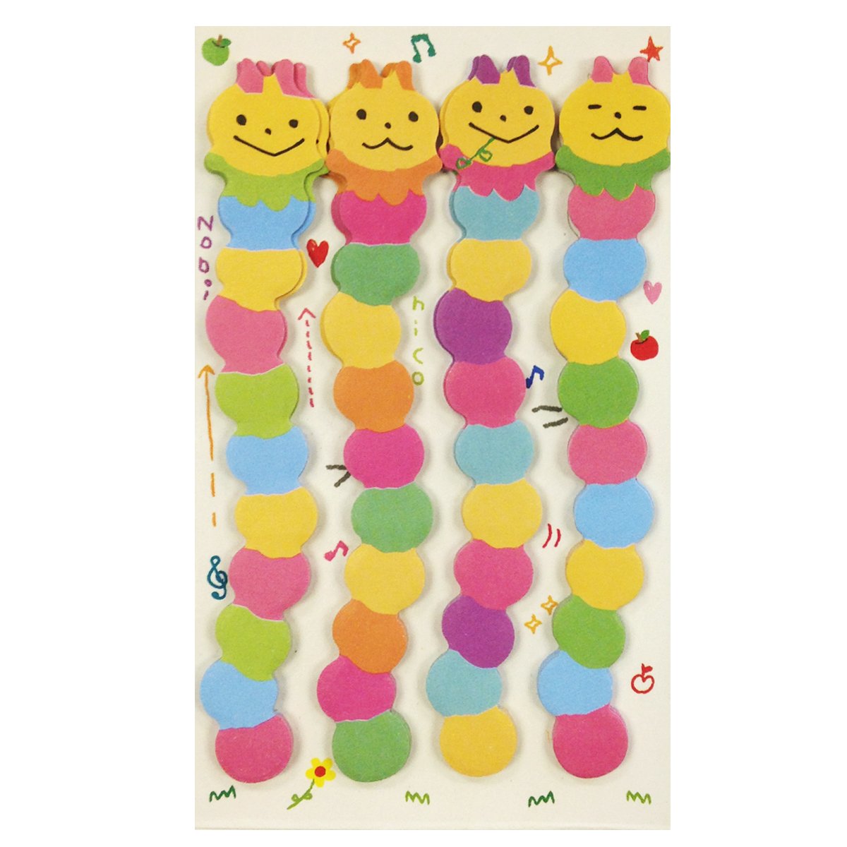 Wrapables Bookmark Flag Index Tab Sticky Notes Set of 2 - Caterpillar & Silly Sheep Design for Books, Planners, and Office Organization