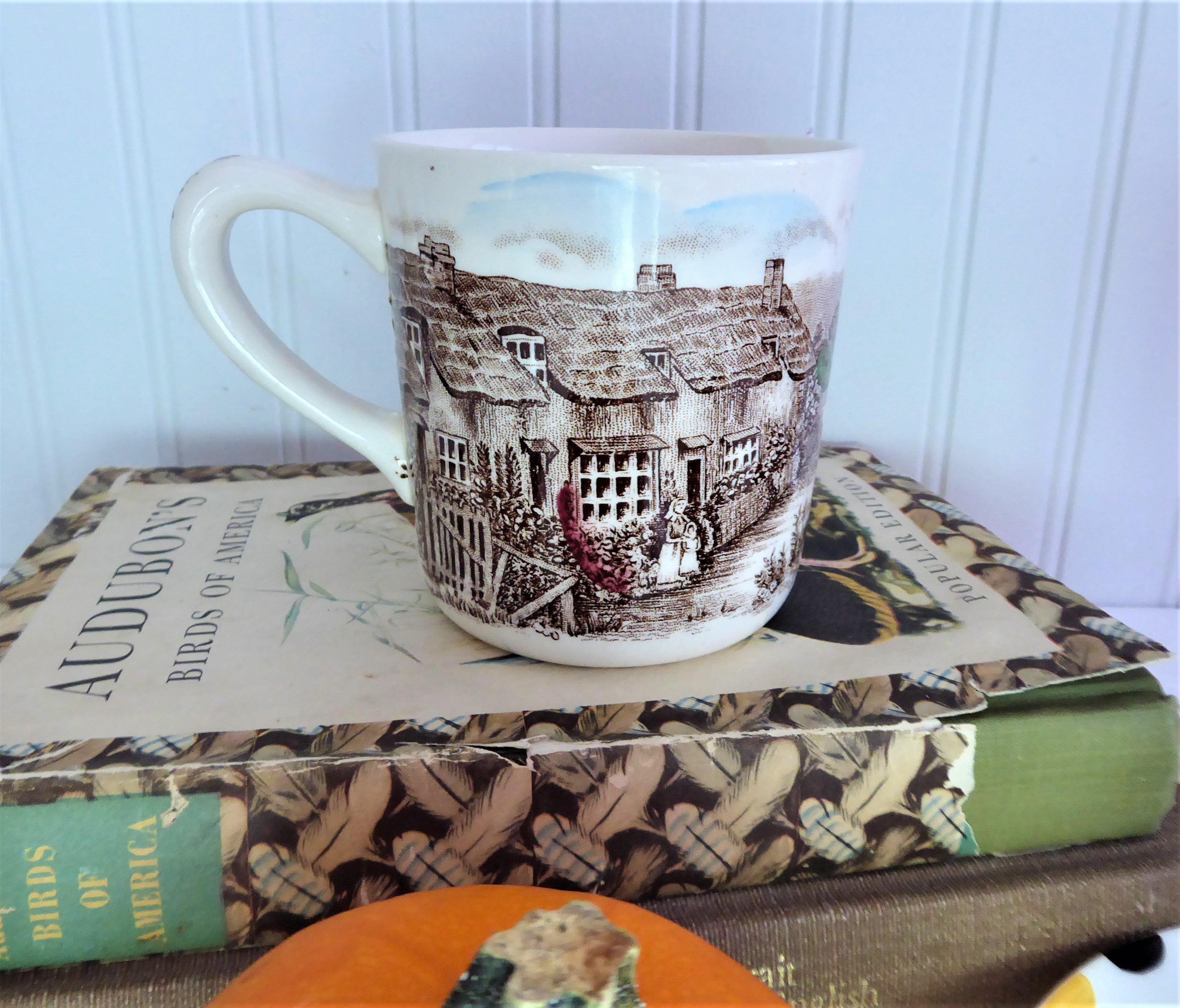 Vintage Johnson Brothers Brown Transferware Olde English Countryside Mug - 8 Oz Tea Cup for Afternoon Tea, Cottagecore Decor, and Collectible Ceramics