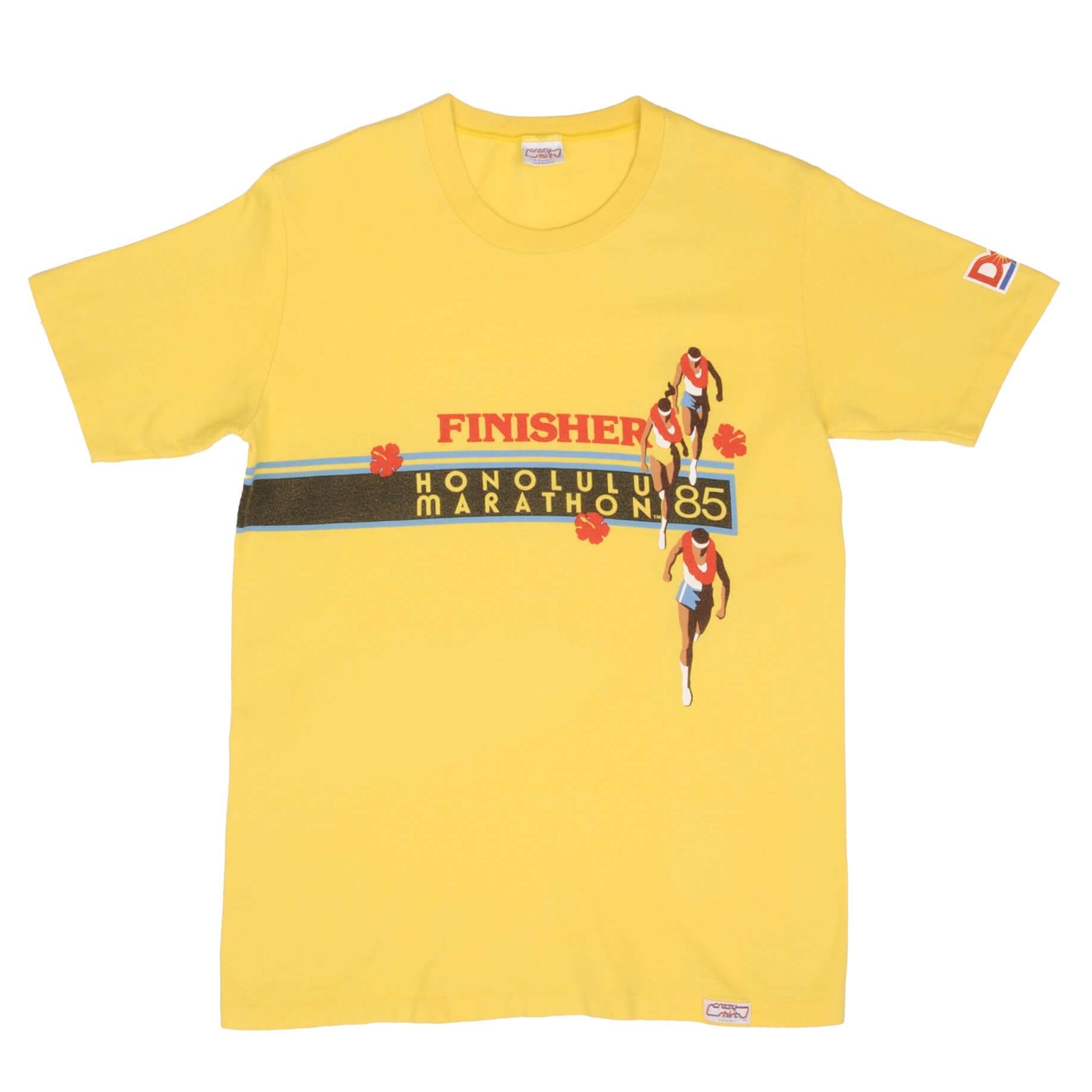 Vintage Crazy Shirt Honolulu Marathon Finisher 1985 Tee Shirt - Small, Made in USA - Retro Running Apparel for Collectors & Runners