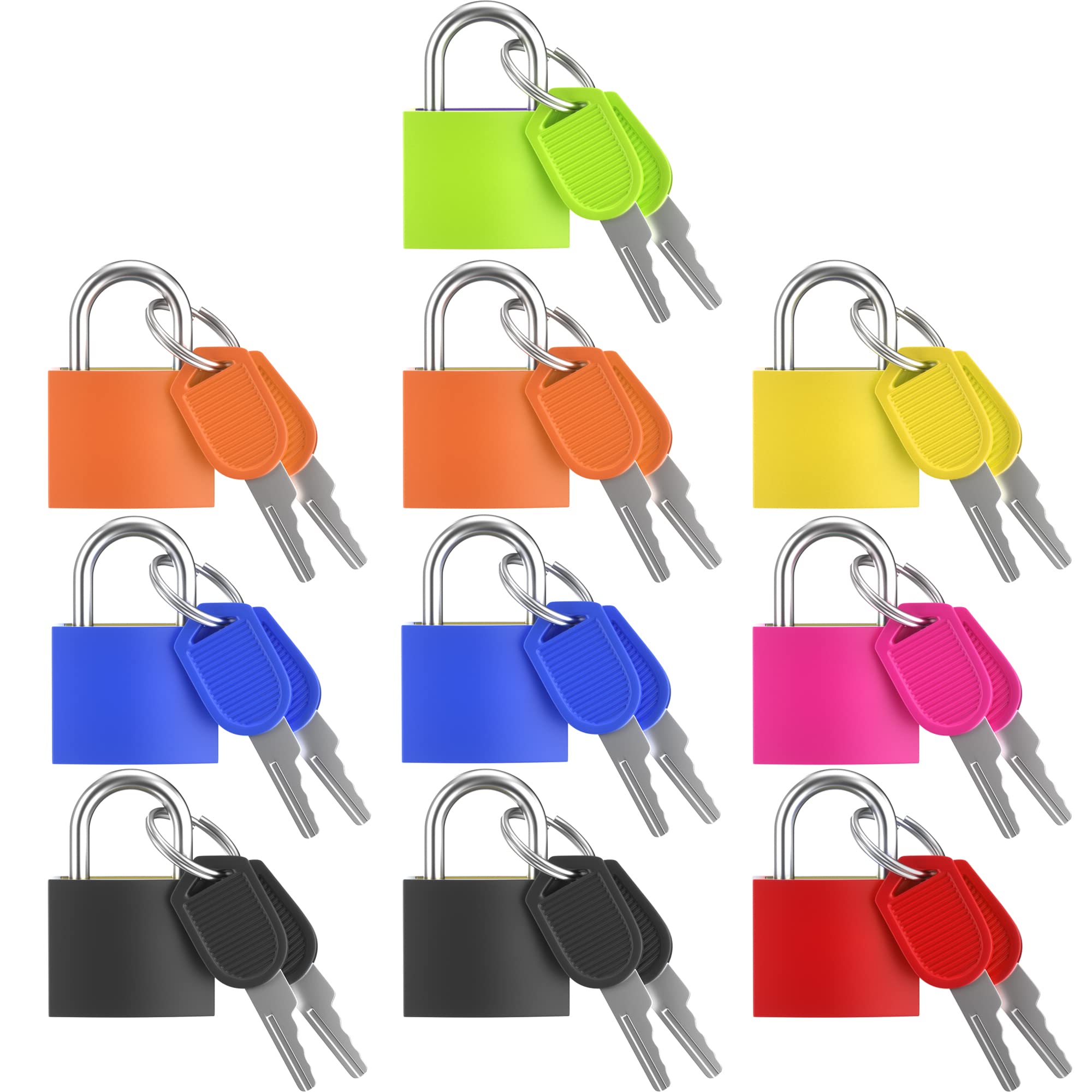 10-Pack Colorful 23mm Suitcase Locks with Keys - Secure Travel Luggage Padlocks, Small Keyed Padlocks for Backpacks, Gym Lockers, Toolboxes & School Supplies | Perfect for Airports, Hotels, Camping & Student Dorms