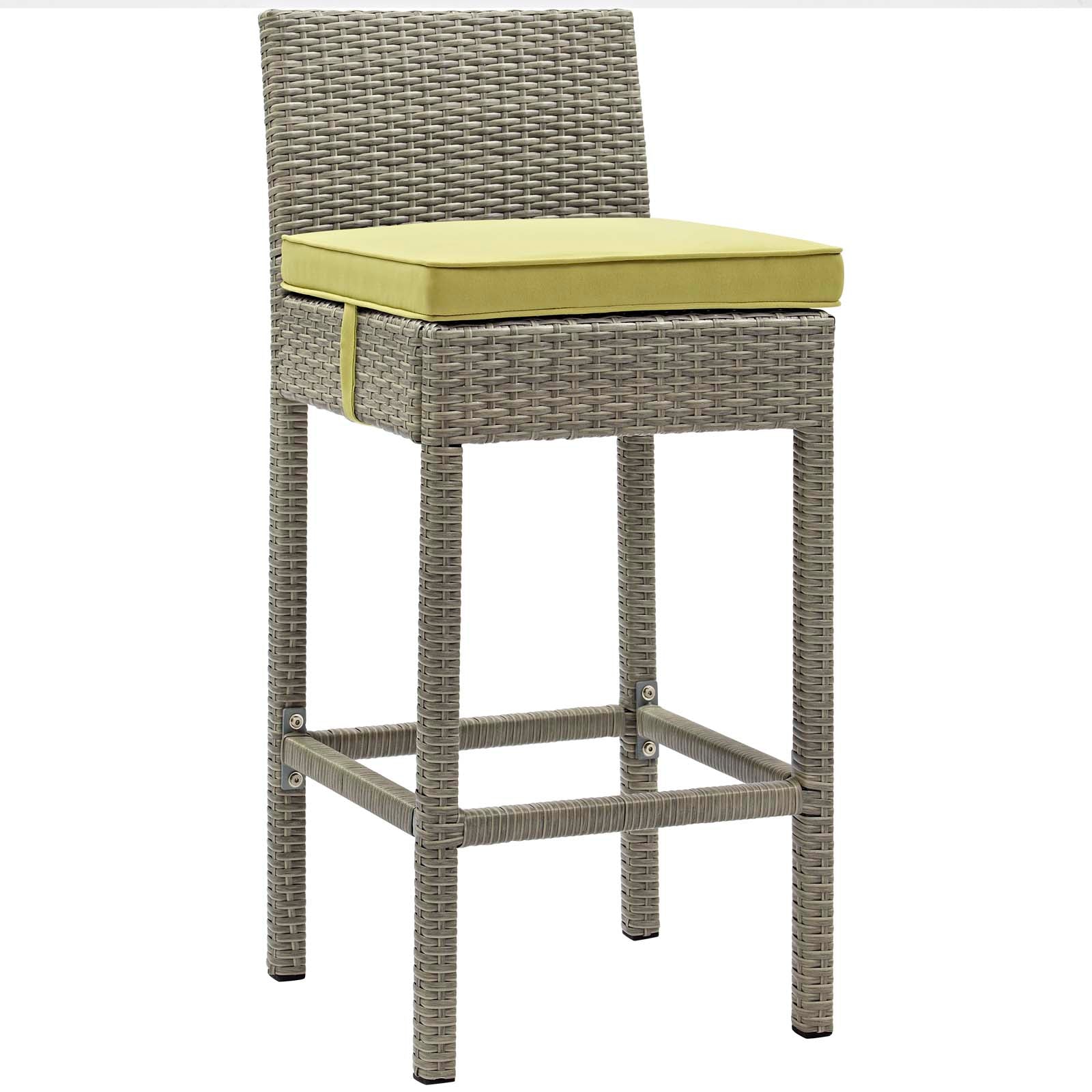 4-Piece Outdoor Patio Bar Stool Set - Wicker Rattan Bar Height Counter Stools for Backyard, Deck, Poolside & Garden Dining