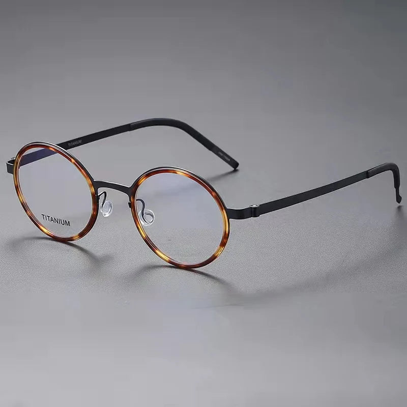 Unisex Full Rim Round Screwless Titanium Acetate Eyeglasses 9707 - Lightweight & Durable Glasses for Men & Women - Perfect for Reading, Work, and Everyday Fashion