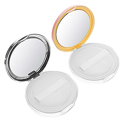 Beaupretty 2-Piece Empty Loose Powder Compact Case with Mirror & Puff - Portable DIY Makeup Container for Travel, Touch-Ups & On-The-Go Beauty