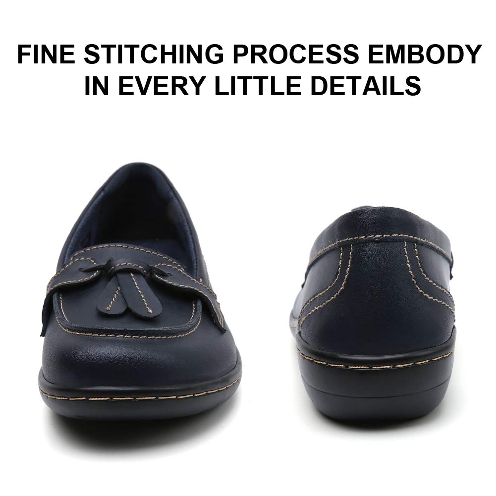 Maichal Women's Slip-On Loafers - Genuine Leather Comfort Dress Shoes with Tassel Detail | Perfect for Office, Business Casual & Formal Occasions