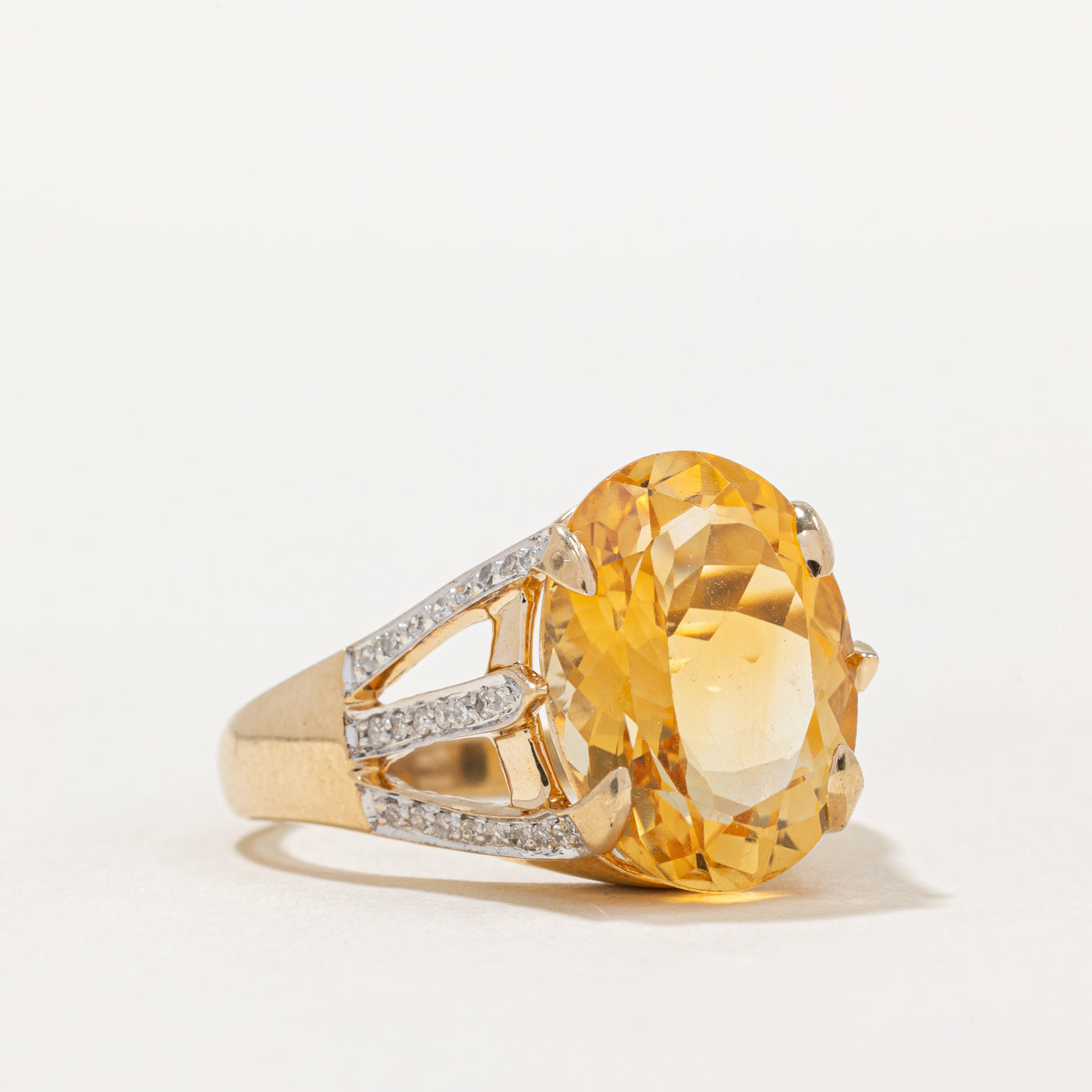 7.20ct Citrine & 0.23ct Diamond Cocktail Ring - Size 10.5 | Elegant Statement Jewelry for Evening Parties & Special Occasions