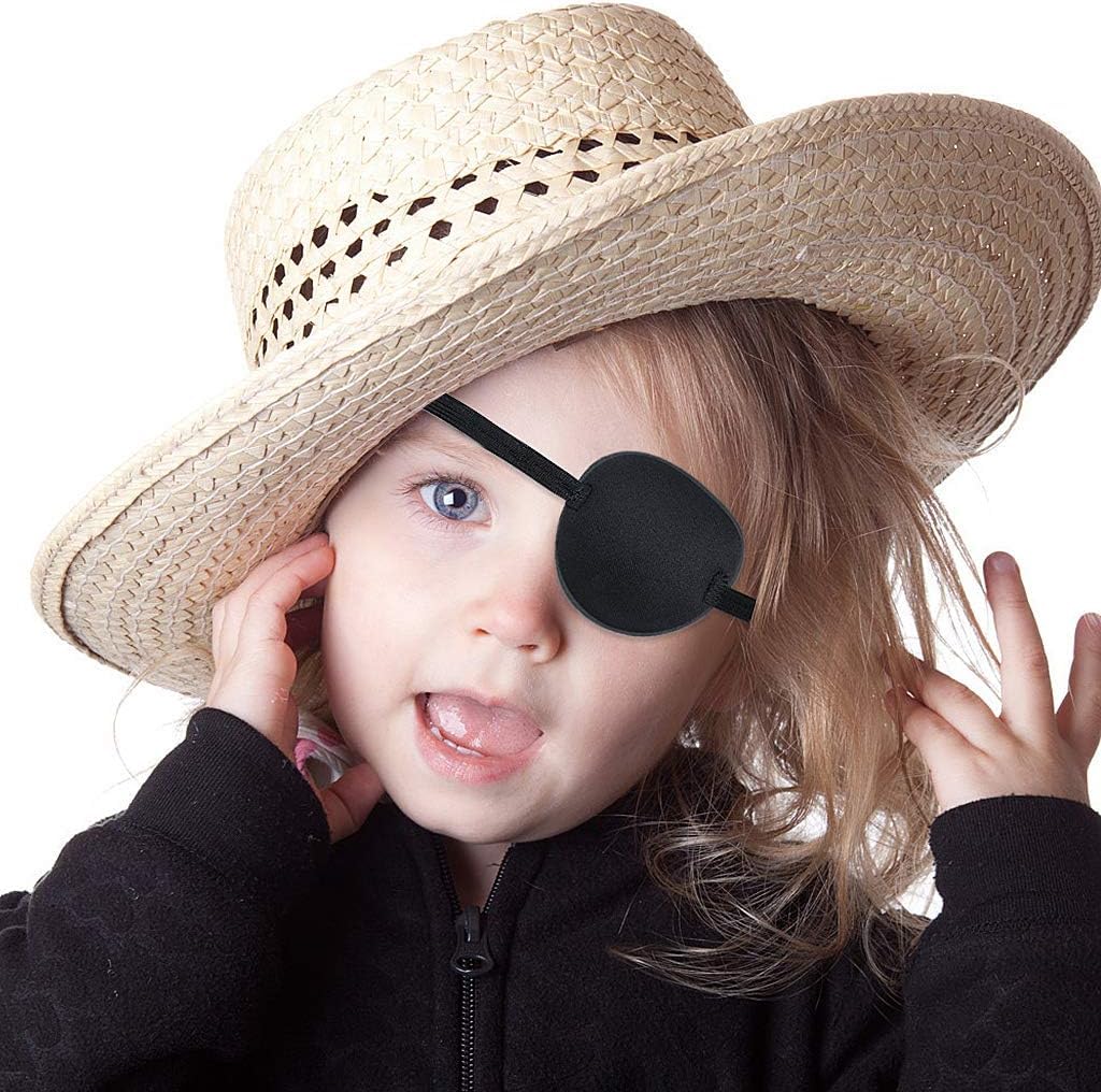 GOHO 2-Pack Adjustable Soft Eye Patch for Adults & Kids - Comfortable Pirate Eye Mask for Amblyopia & Lazy Eye Treatment - Black - Perfect for Costumes, Medical Use & Sleep Therapy