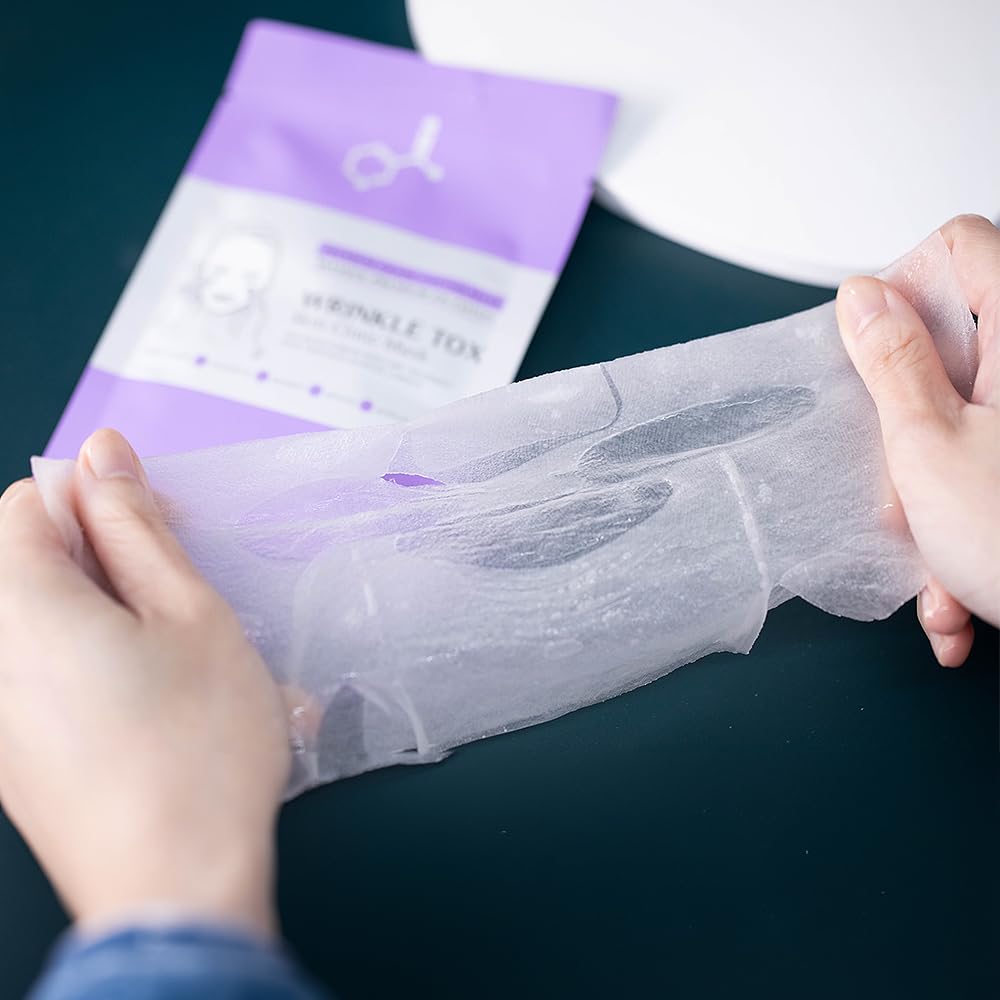 Leaders Insolution Wrinkle Tox Skin Clinic Mask - Adenosine Anti-Aging Facial Sheet for Fine Lines & Wrinkles | Firming & Collagen Boosting Treatment | Premium Cotton (10 Sheets) | Perfect for Spa Nights & Skincare Routines