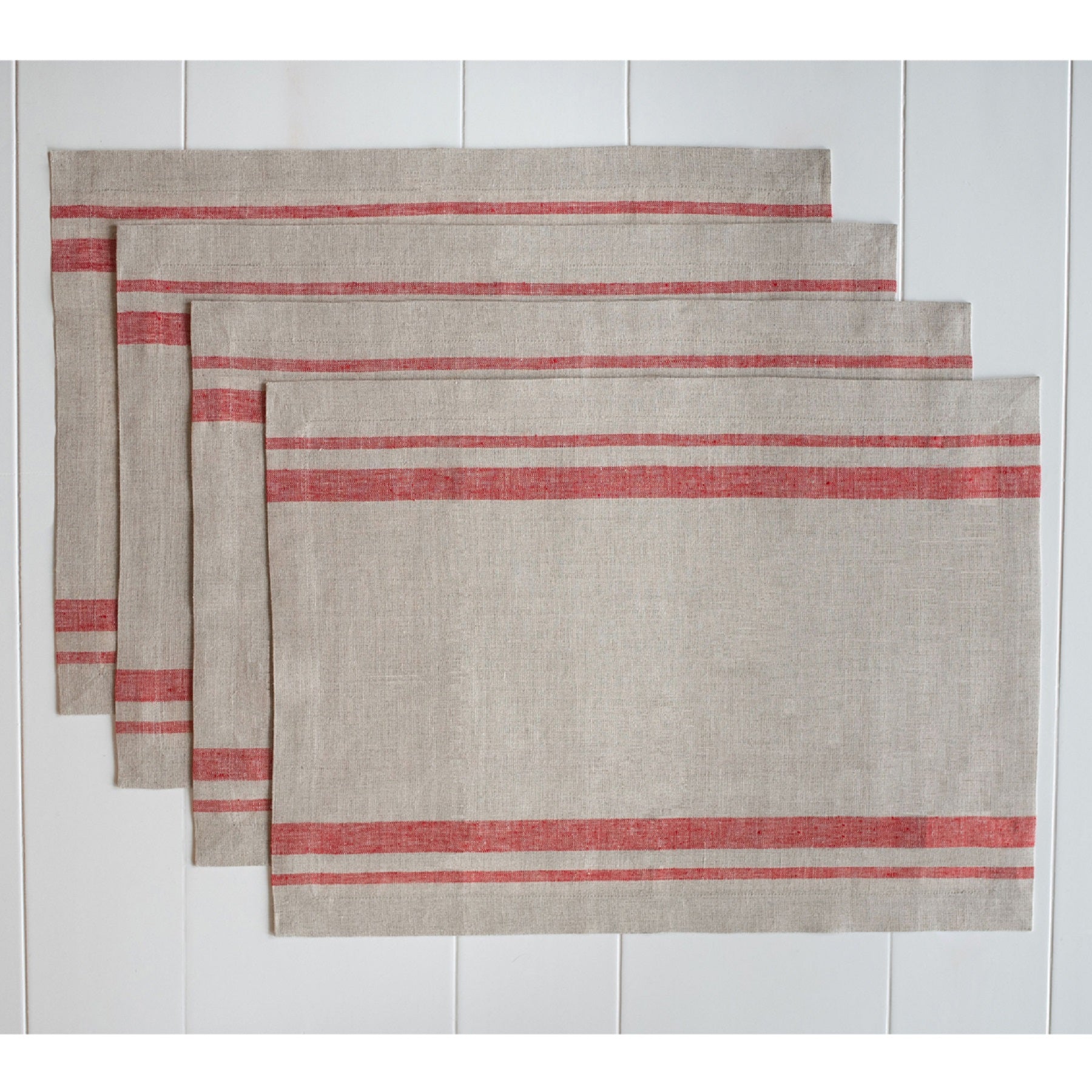 French Striped Cotton Placemats Set of 6 - Elegant Table Decor for Dining Room, Kitchen & Party Settings - Washable & Durable Table Mats for Everyday Use & Special Occasions