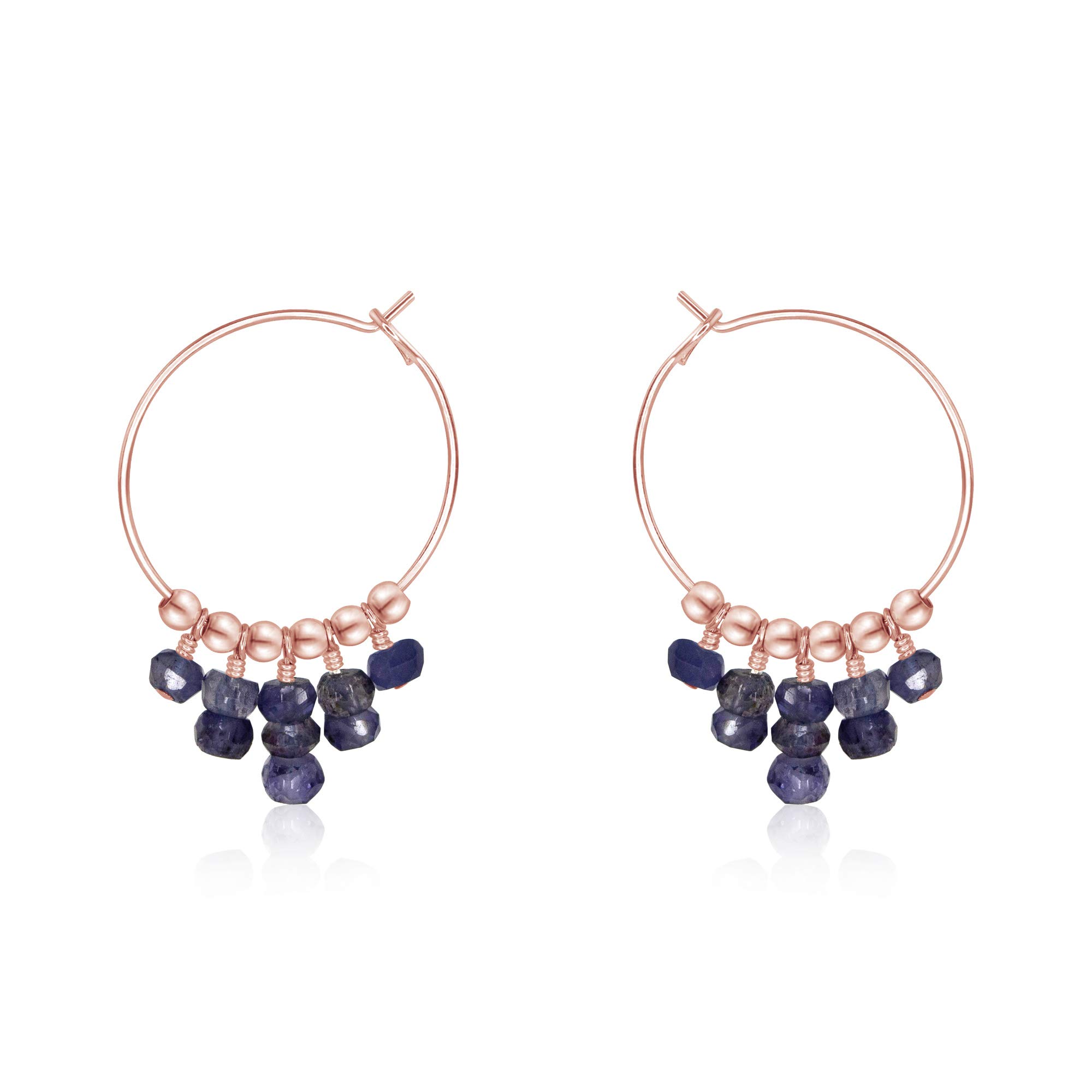 14K Rose Gold Filled Iolite Hoop Earrings - Dainty Gemstone Jewelry for Women, Perfect for Everyday Wear, Date Nights & Special Occasions
