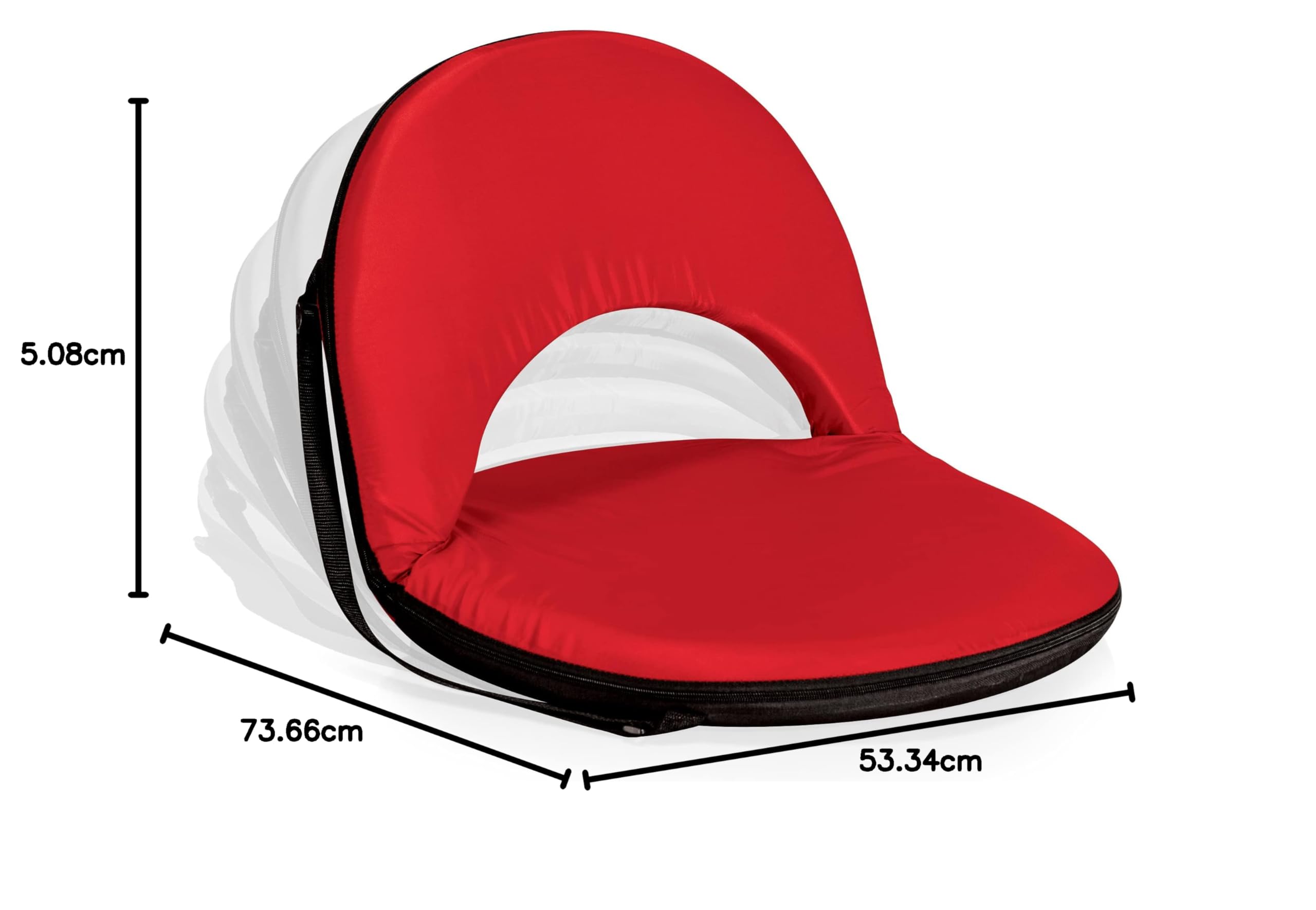 PICNIC TIME Oniva Stadium Seat - Reclining Bleacher Chair with Back Support, Portable Folding Seat for Sports Games, Beach, Camping & Outdoor Events (Red)