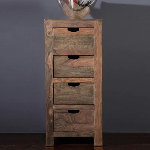 Gfine Solid Sheesham Wood 4-Drawer Chest 40x45x100cm - Perfect for Bedroom Storage, Living Room Organization & Home Office Furniture