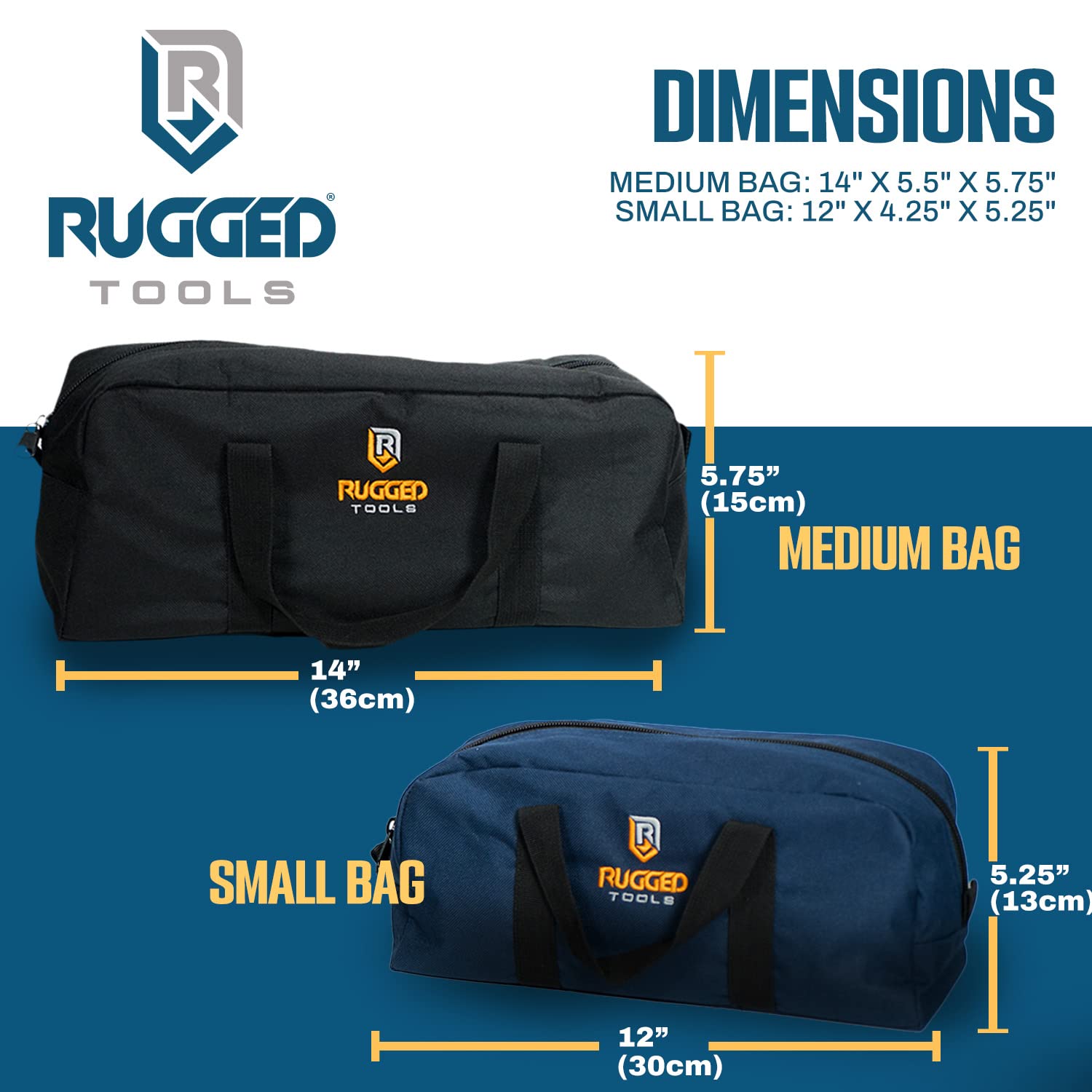 Rugged Tool Bag Combo - Small & Medium Organizer for Electricians, Plumbers, HVAC - Durable Worksite Storage