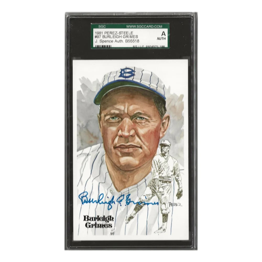 Authentic Burleigh Grimes Signed 1981 Perez Steele #97 Post Card - SGC & JSA Certified COA - Brooklyn Dodgers Memorabilia - Perfect for Baseball Collectors & Sports Fans Display
