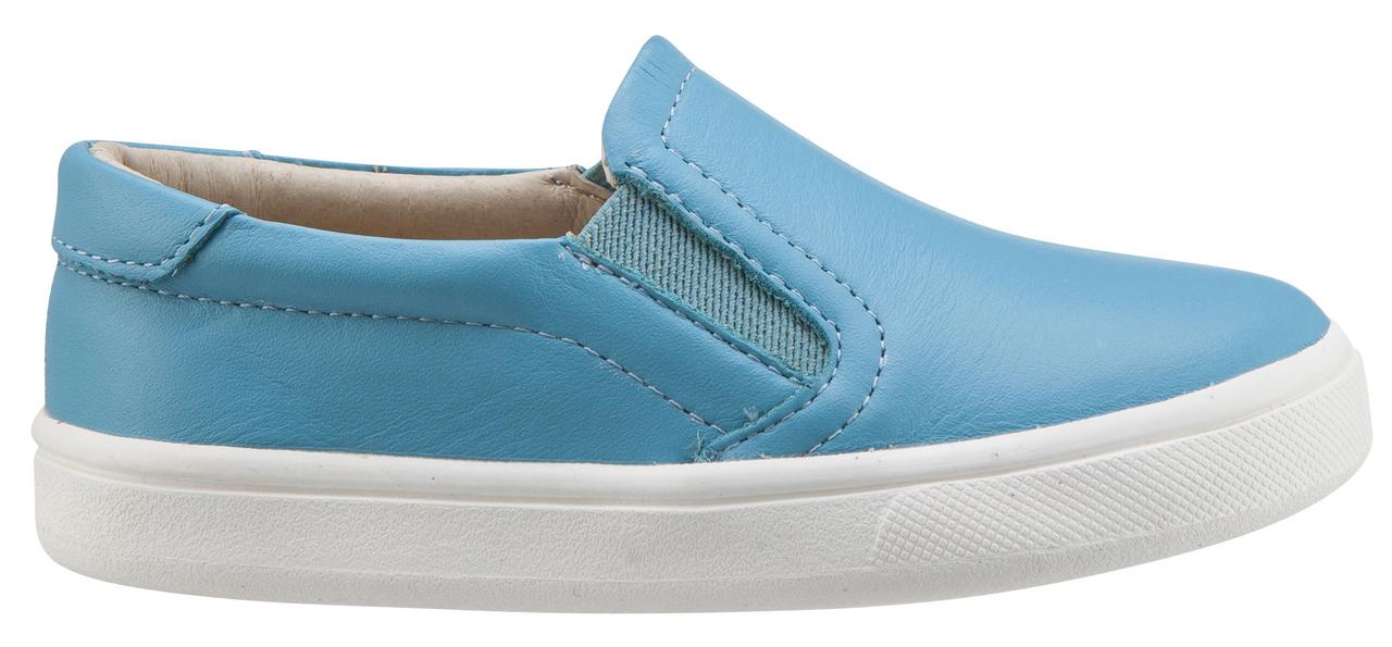 Old Soles 6010 Dressy Hoff Turquoise Blue Leather Slip-On Sneakers for Boys & Girls - Comfortable School Shoes & Casual Wear