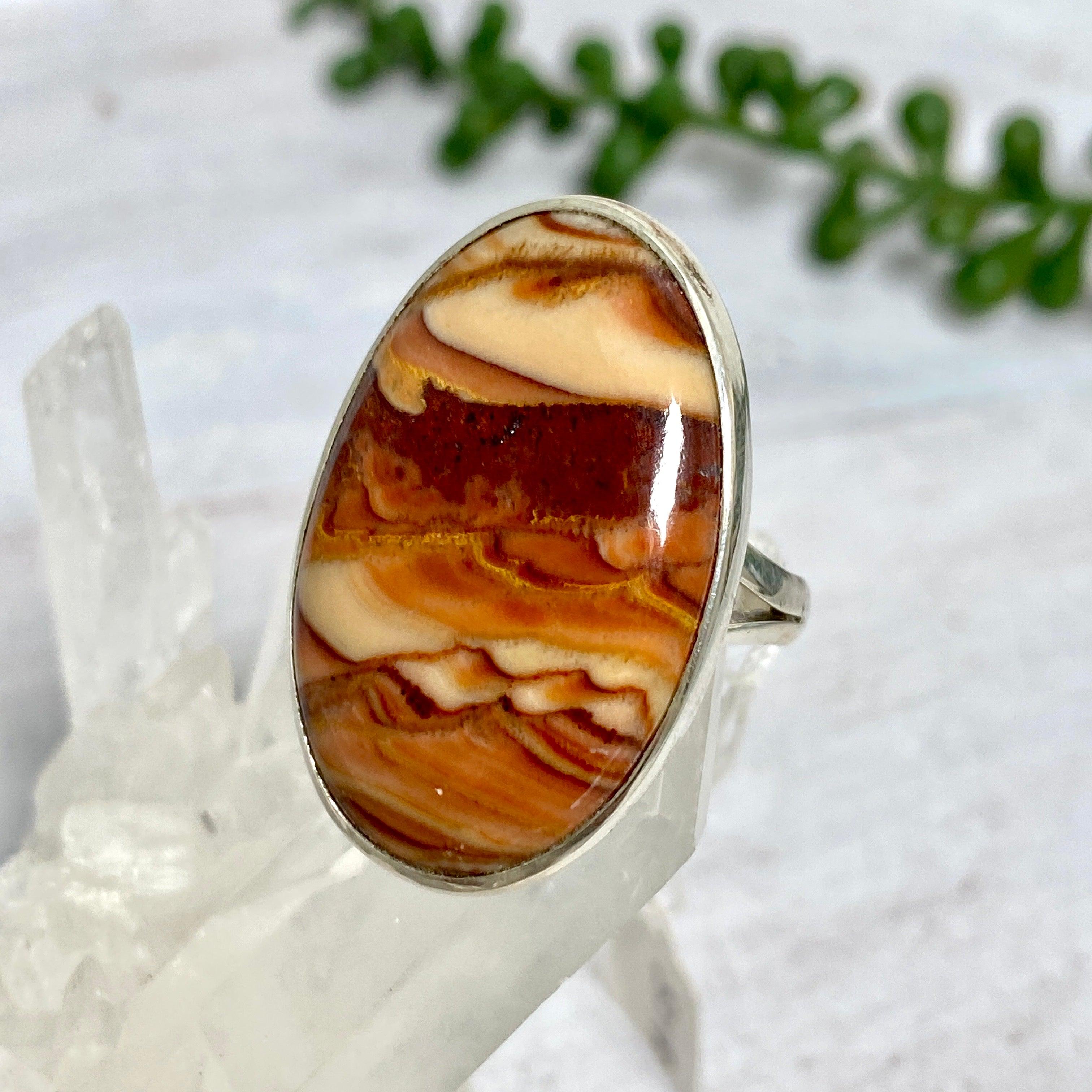 Dolomite Oval Ring Size 9 - KRGJ1686 | Elegant Gemstone Jewelry for Women, Perfect for Weddings, Parties & Special Occasions