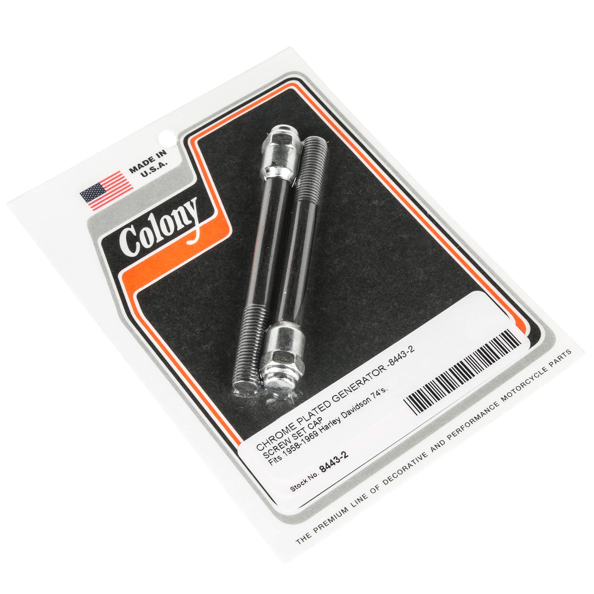 Harley Davidson 1958-69 Pan Shovel Chrome Cap Screw Set #8443 - 2 Generator Screws for Engine Repair & Restoration - Perfect for Motorcycle Maintenance & Custom Builds