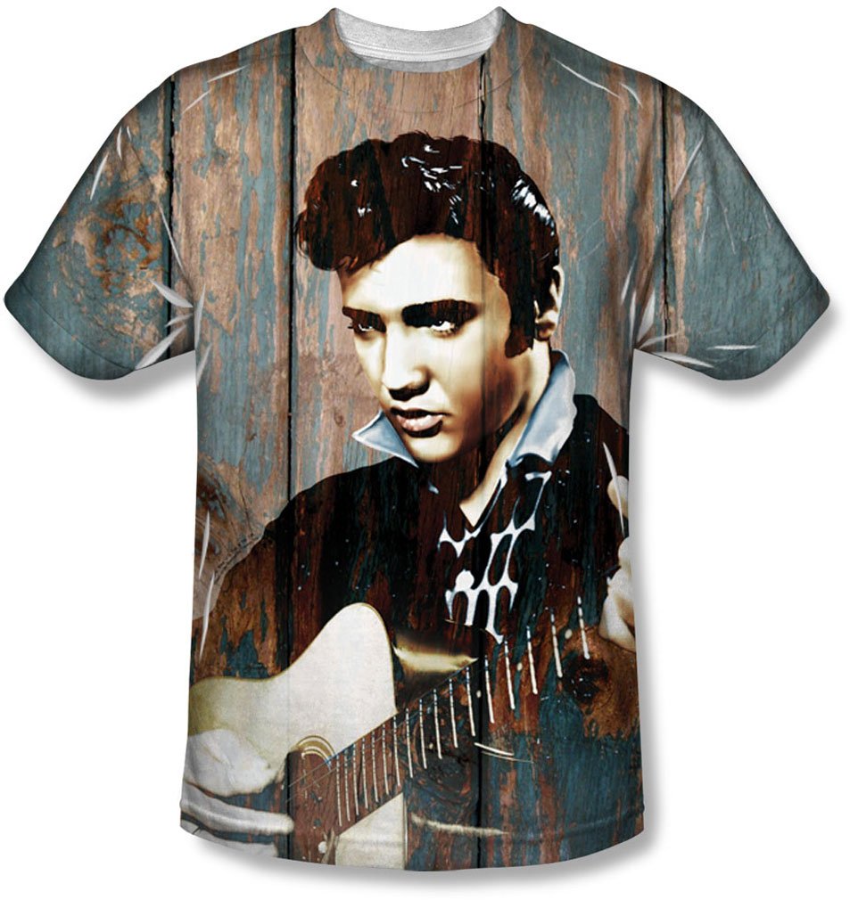 Elvis Presley Vintage Woodgrain Graphic T-Shirt for Men - Classic Rock Band Tee for Concerts, Parties & Casual Wear
