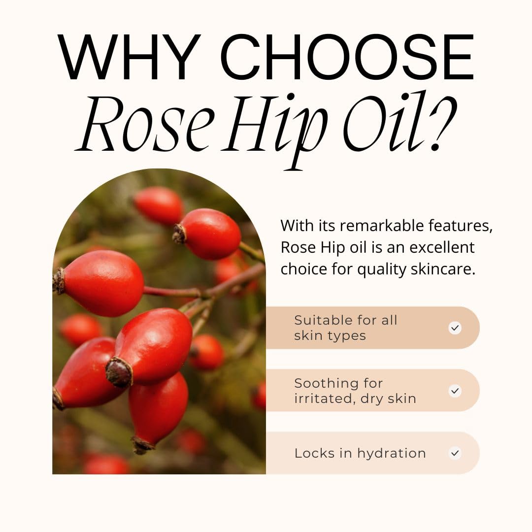 Greenals 100% Pure Rose Hip Seed Oil - 4 fl oz | Cold Pressed, Organic Facial Oil for Anti-Aging & Skin Hydration | Perfect for Dry Skin, Scar Reduction & Night Care Routine