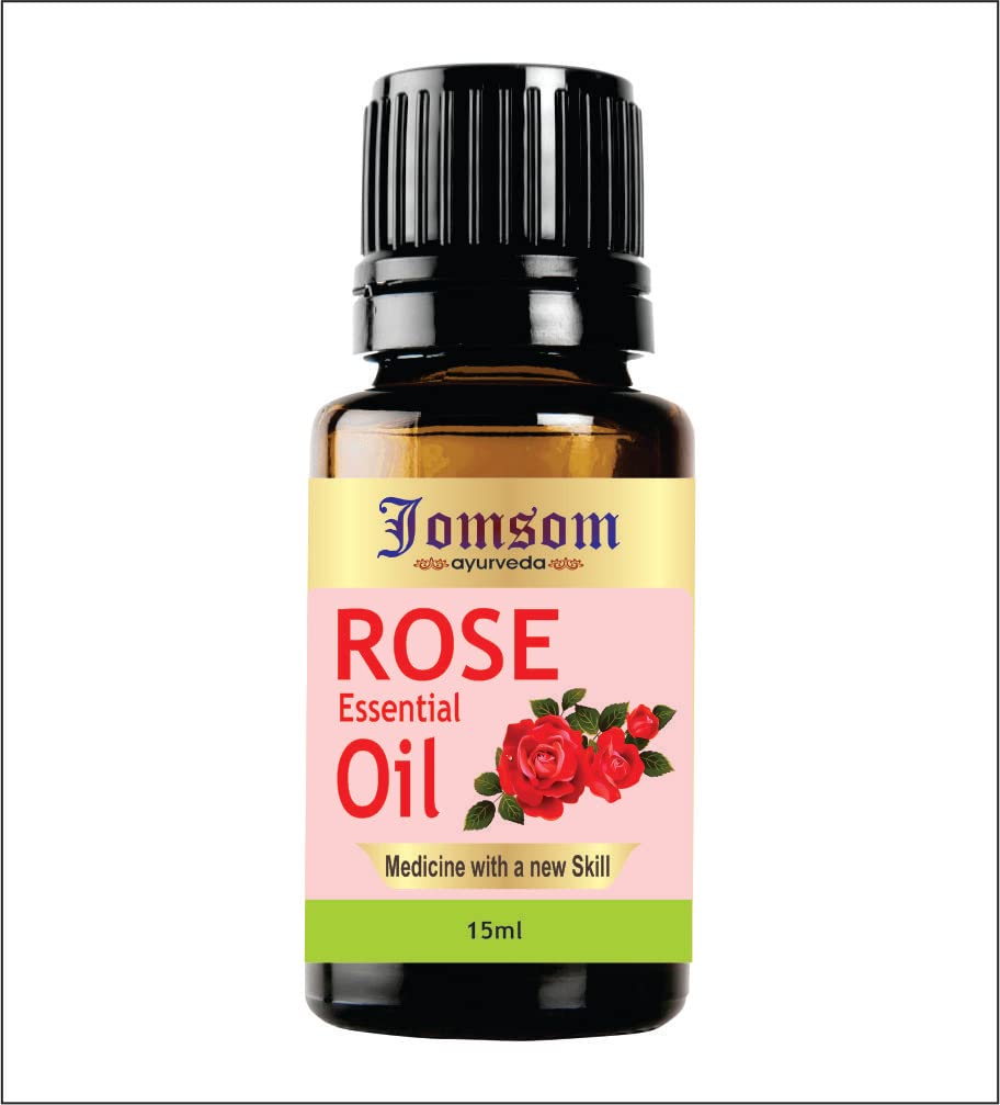Pure Ayurvedic Rose Essential Oil (Gulab Oil) - 100% Undiluted, Natural Therapeutic Grade with Glass Dropper for Aromatherapy, Relaxation, Skin Care, Diffusers, Lotions, Soaps & Perfumes - Perfect for Spa, Massage, Meditation & Home Fragrance (15ml)