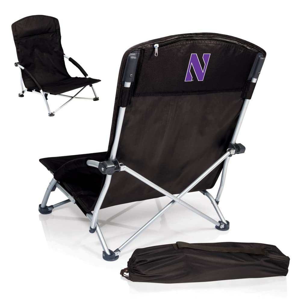 PICNIC TIME NCAA Tranquility Beach Chair with Carry Bag - Portable Low Profile Beach Chair for Adults - Lightweight Folding Lawn Chair for Relaxing at Beach, Pool, Park, and Outdoor Events