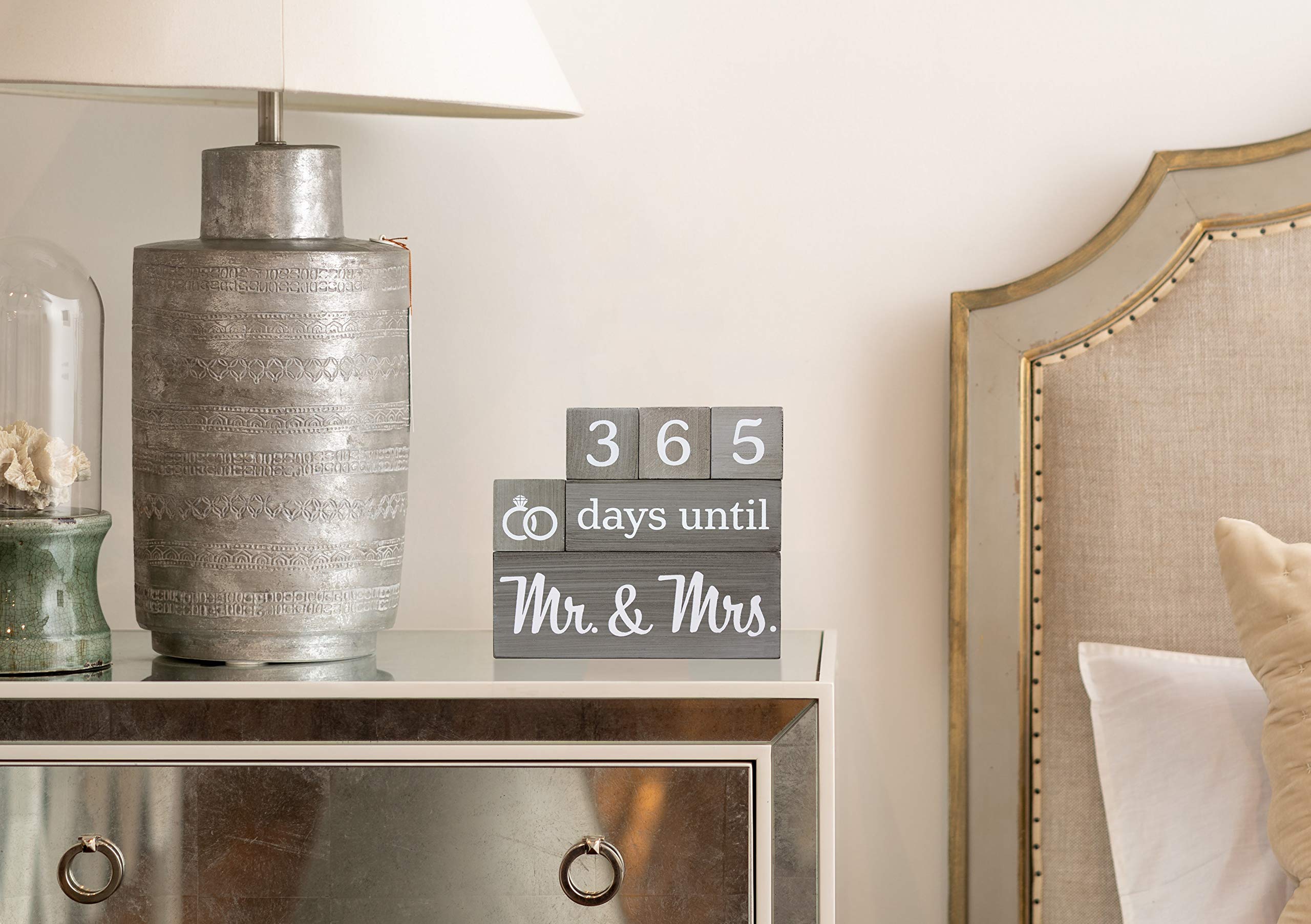 Wooden Wedding Countdown Calendar Blocks - Rustic Gray with White Numbers - Unique Engagement Gift for Bride & Couples - Perfect for Bridal Showers & Wedding Decor