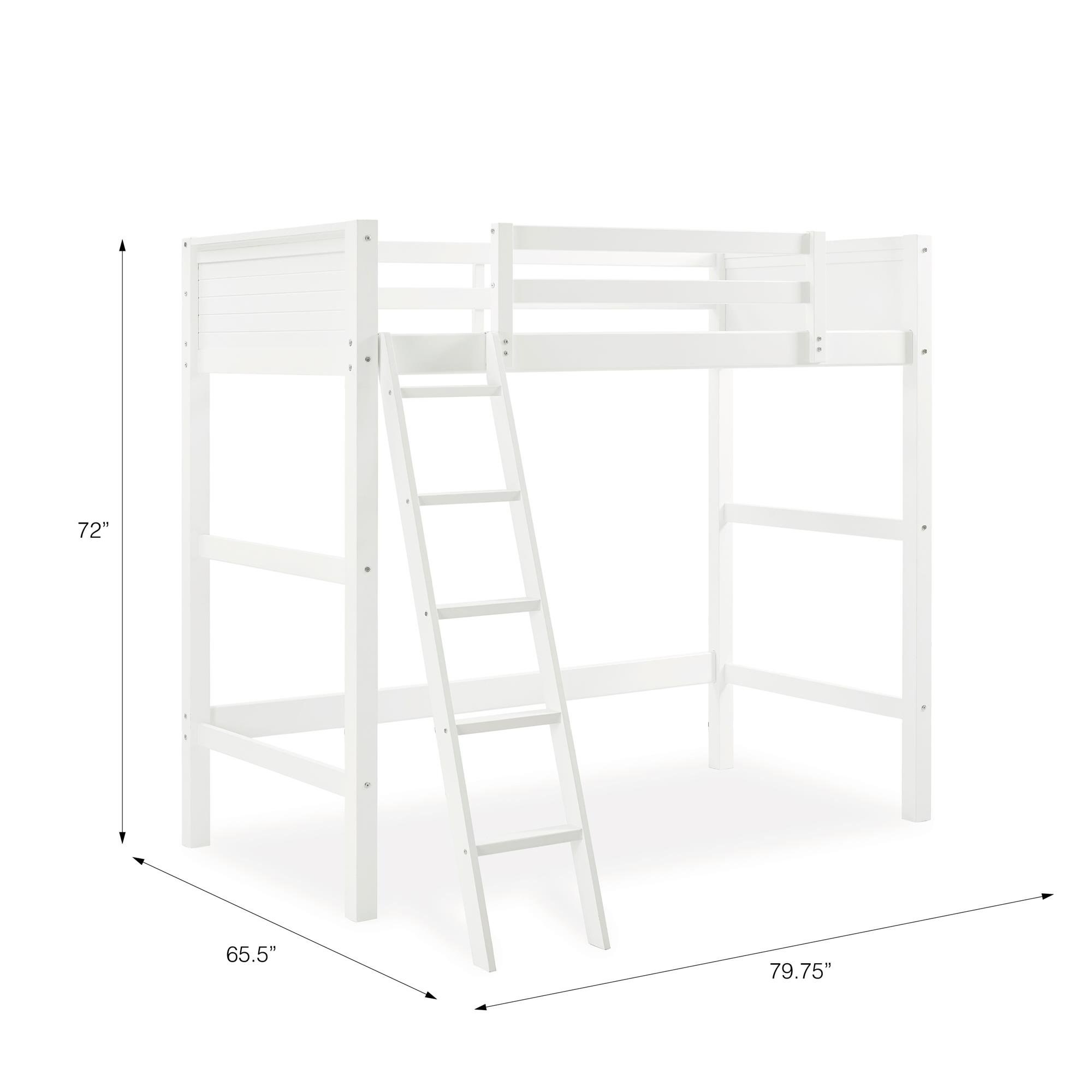 DHP Moon Bay Twin Loft Bed in White - Space-Saving Pine Wood Loft Bed for Kids & Teens - Perfect for Small Bedrooms, Dorms & Studio Apartments
