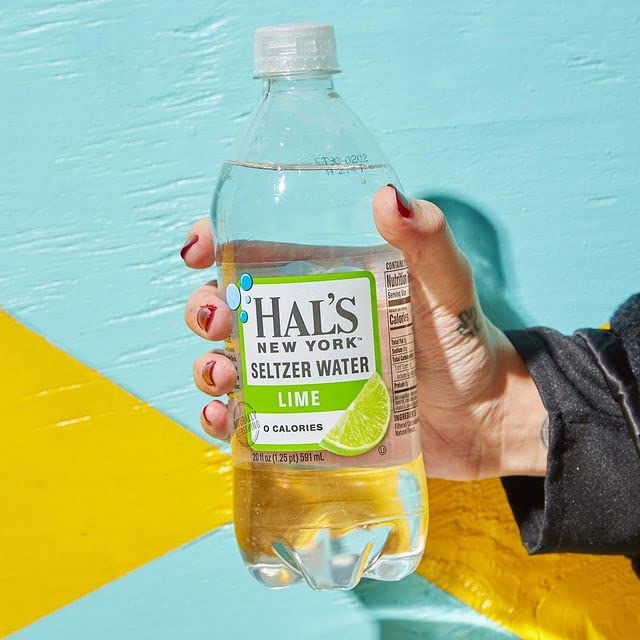 Hal's New York Seltzer Sparkling Water - Refreshing Lime Flavor, Zero Sugar, Zero Calorie, Zero Carb, 20 Fl Oz (Pack of 24) | Perfect for Parties, Office Hydration & Healthy Lifestyle