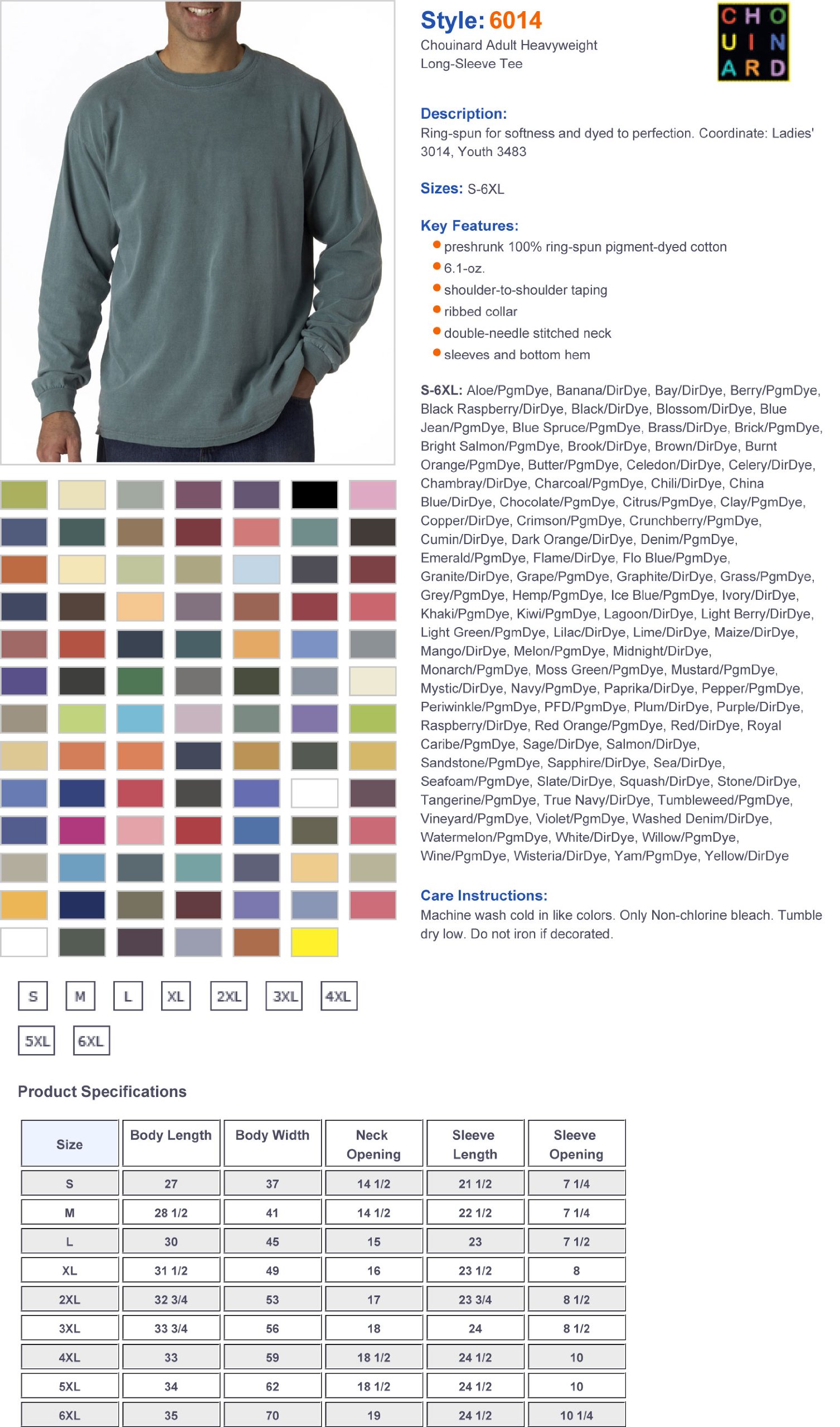 Comfort Colors Men's Long Sleeve T-Shirt | Style 6014 | Soft Cotton Crewneck Tee for Casual Wear & Everyday Comfort