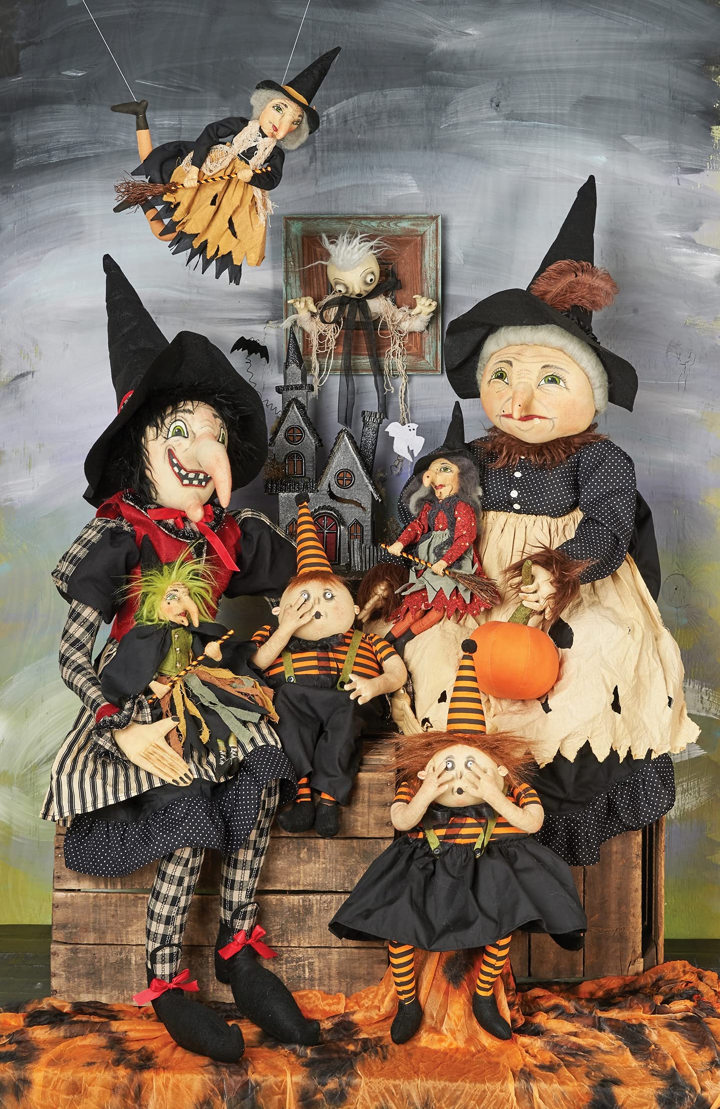 GALLERIE II Halloween Queenie Spooky Girl Folk Art Doll Collectible - Joe Spencer Gathered Traditions Figurine for Home Decor, Living Room, End Table & Fireplace Mantle (Black & Orange) - Perfect for Halloween Party Decorations & Gothic Home Accents