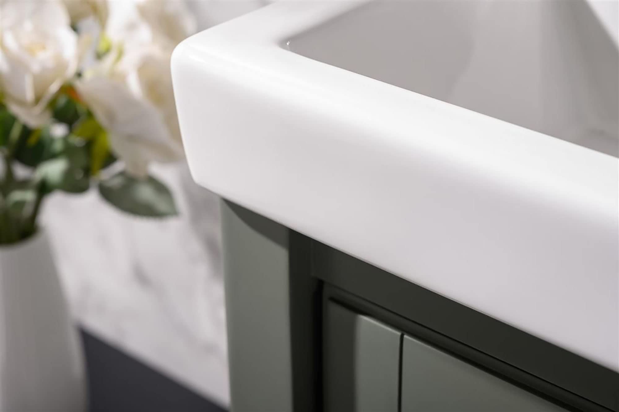 18-inch Pewter Green Bathroom Vanity with Sink - Modern Farmhouse Style for Small Spaces | Perfect for Powder Rooms, Guest Baths & Apartment Renovations