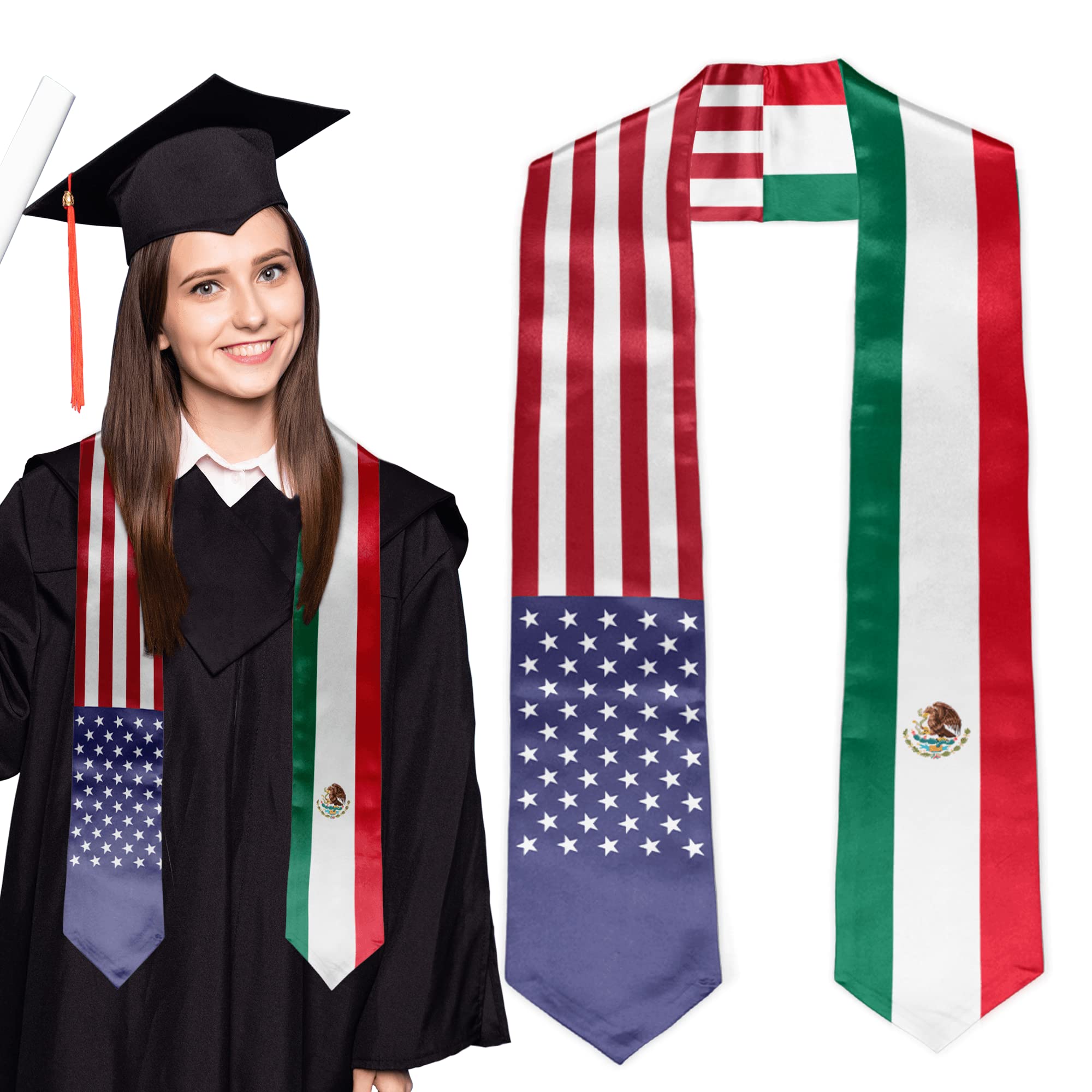 American & Puerto Rico Flag Graduation Stole Sash - Class of 2023 Graduation Gift for High School & College Ceremonies (Perfect for Commencement, Photos & Celebrations)