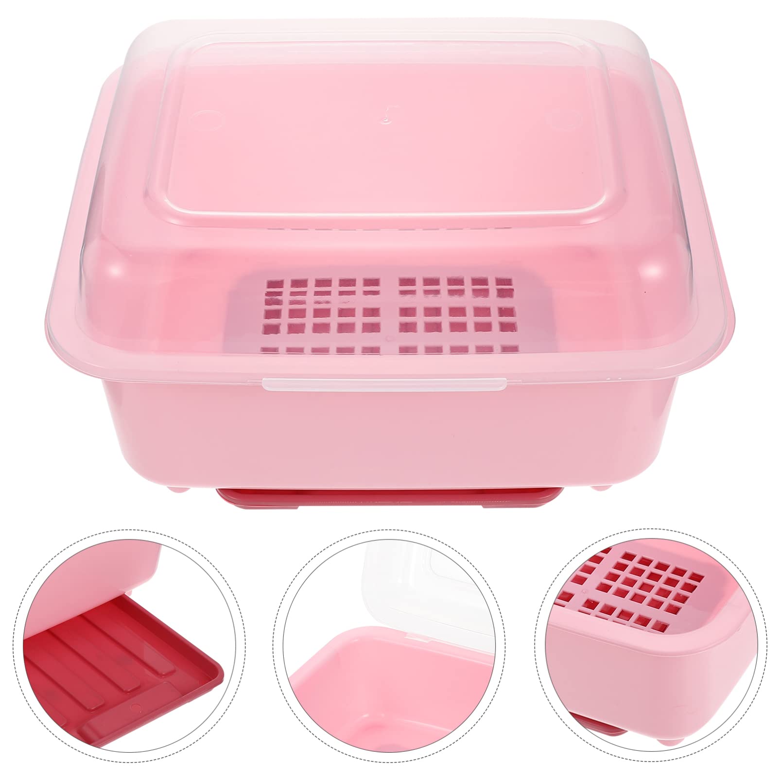 Cabilock Pp Material Kitchen Cutlery Drain Box Bowl, Chopstick & Tableware Organizer, Small Pink Countertop Drain Case for Nursing & Kitchen Organization