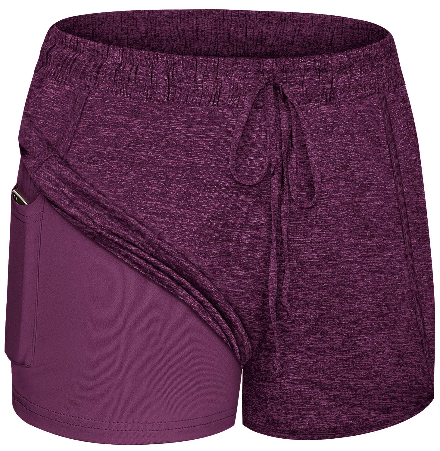 BLEVONH Women's 2-in-1 Yoga Running Shorts with Pockets - High Waist Athletic Workout Shorts for Women S-3XL - Perfect for Yoga, Gym, Running & Casual Wear