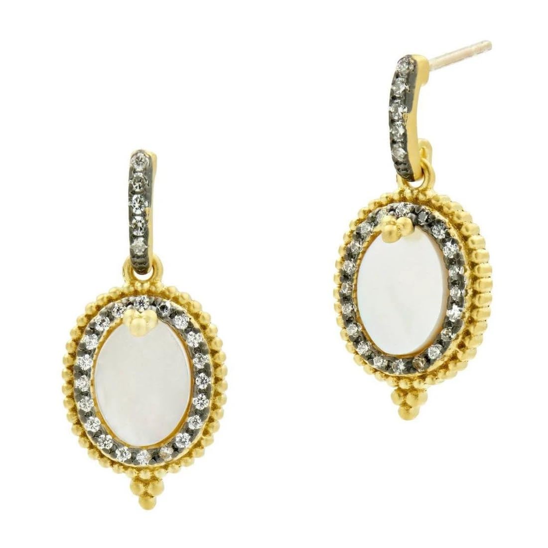 Freida Rothman Imperial Mother of Pearl Mini Drop Earrings - Elegant Pearl Dangle Earrings for Women, Perfect for Weddings, Parties & Special Occasions