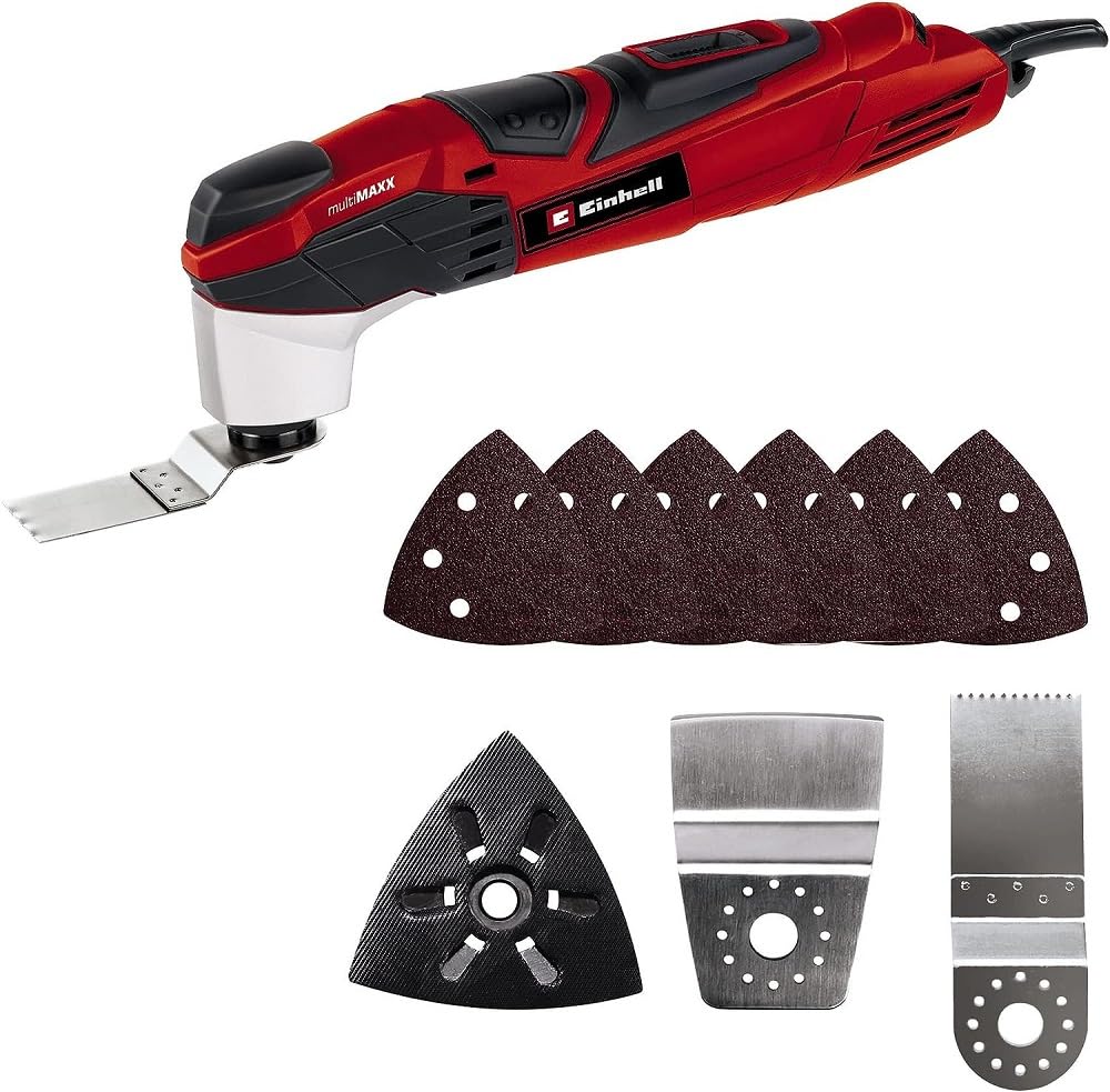 Einhell RT-MG 200 E W Multi-Function Oscillating Tool Kit with 6 Blades & Carry Case - Perfect for DIY, Woodworking, Renovation & Home Repair Projects