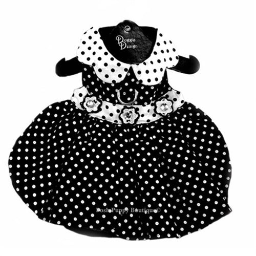 Stylish Black and White Polka Dot Dog Dress - Cute Pet Apparel for Small to Medium Dogs - Perfect for Parties, Photo Shoots & Daily Walks
