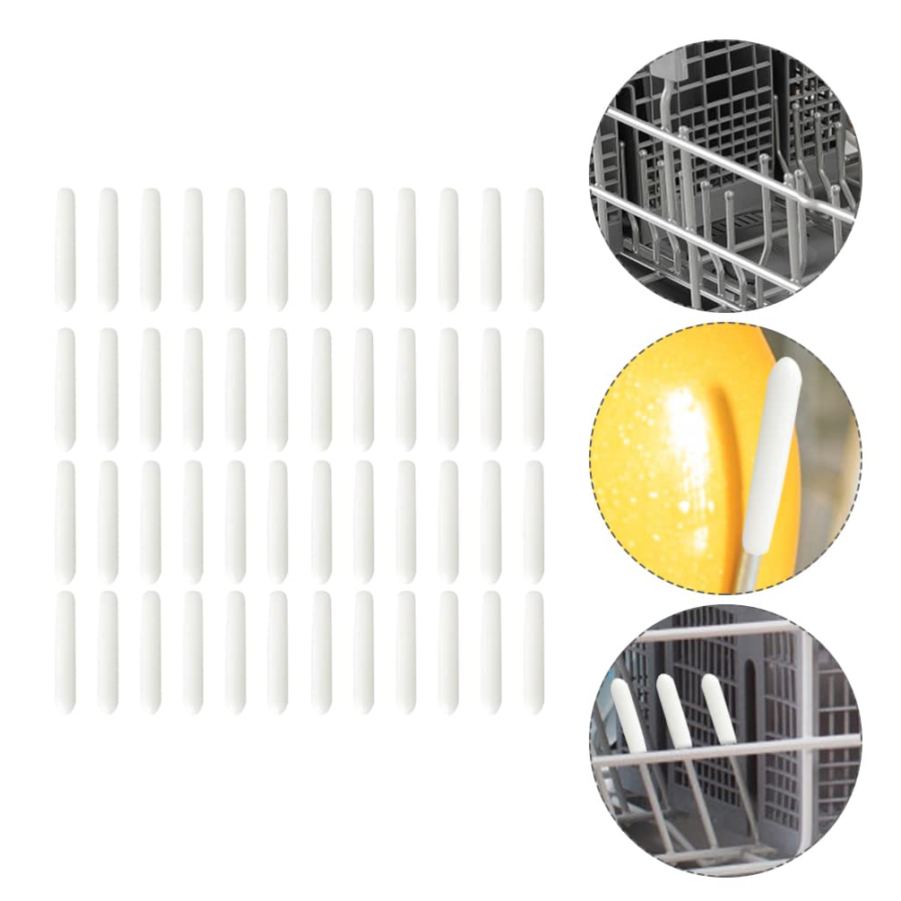 SOLUSTRE 200pcs Dishwasher Rack Protector Caps - White Rubber End Covers for Dishwasher Tine Prongs, Shelf Tips & Rack Repair - Durable Dishwasher Accessories for Kitchen & Home Use
